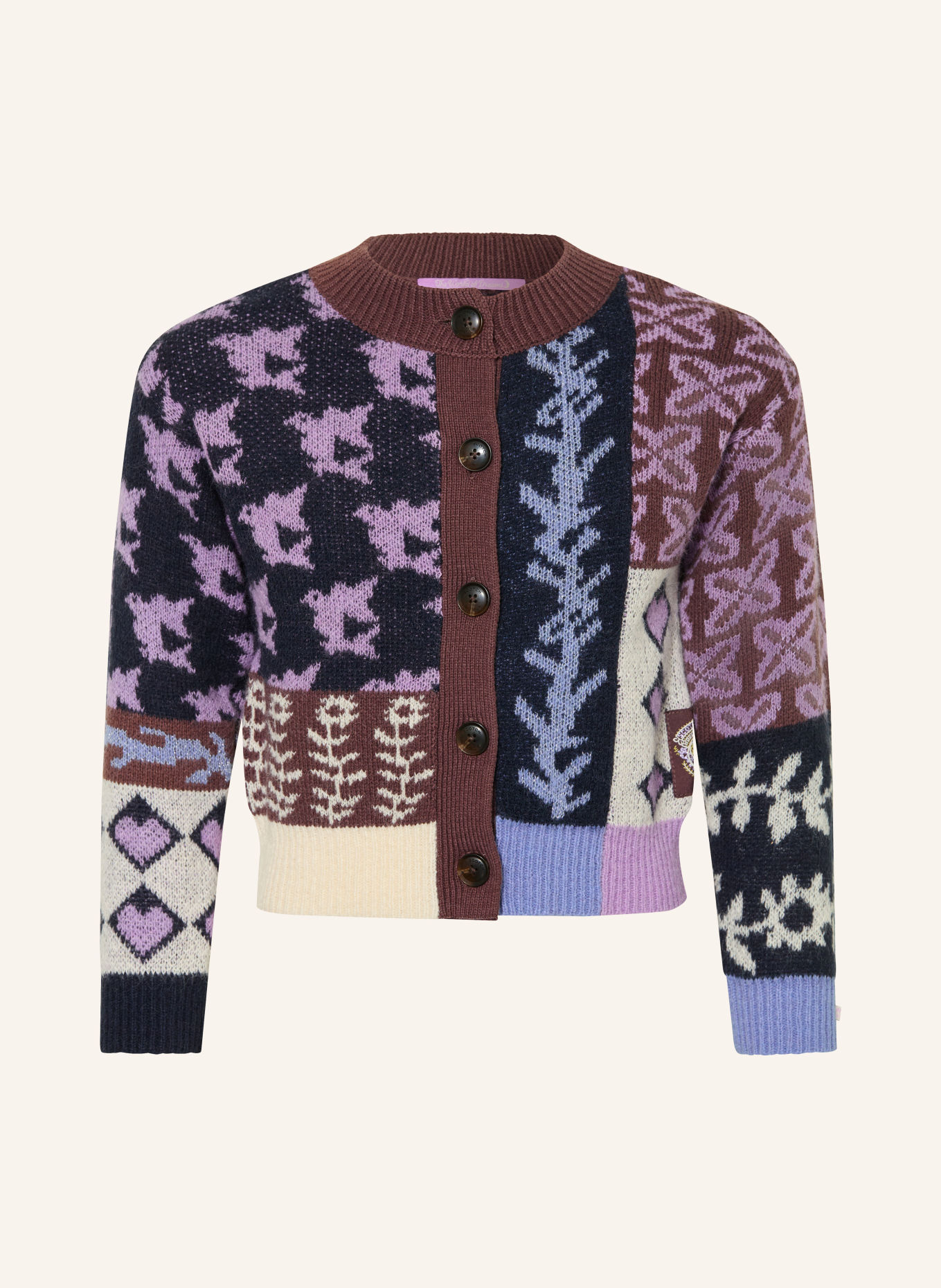 SCOTCH & SODA Cardigan en fil pailleté: BLEU FONCÉ / CRÈME / LILAS CLAIR