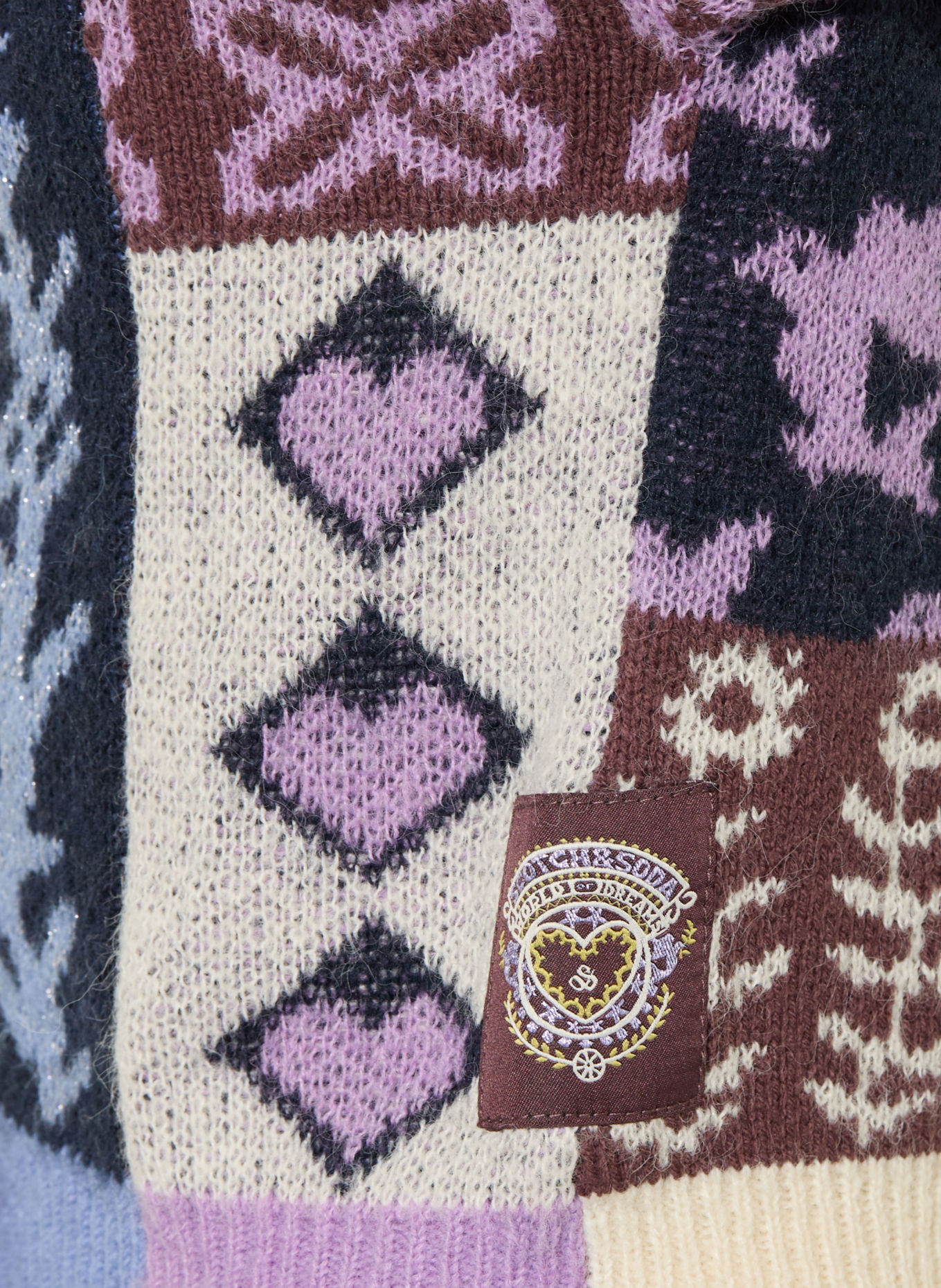 SCOTCH & SODA Cardigan en fil pailleté: BLEU FONCÉ / CRÈME / LILAS CLAIR