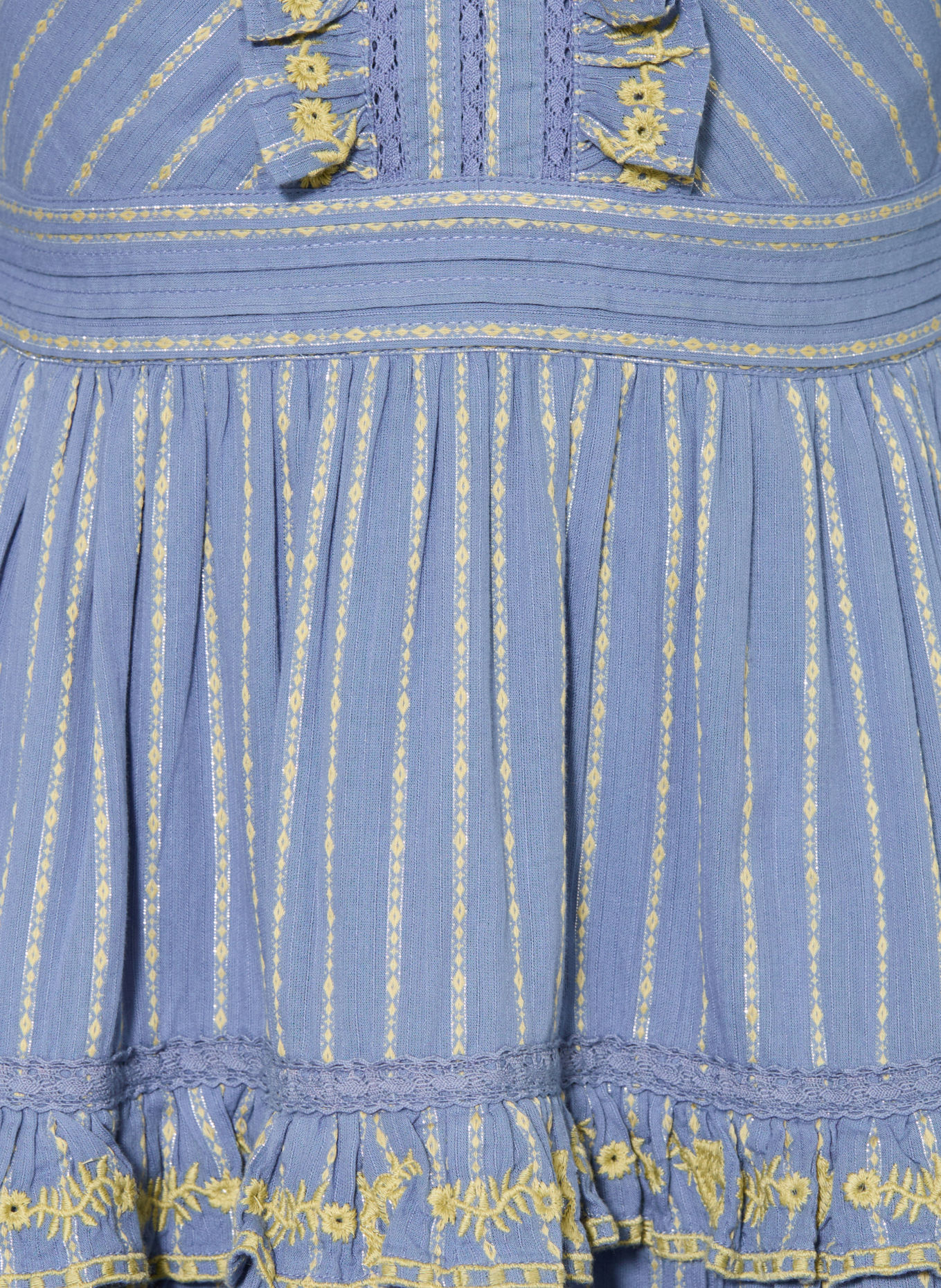 SCOTCH & SODA Jurk met ruches en glinsterend garen: BLAUWGRIJS / ZILVER / LICHTGROEN