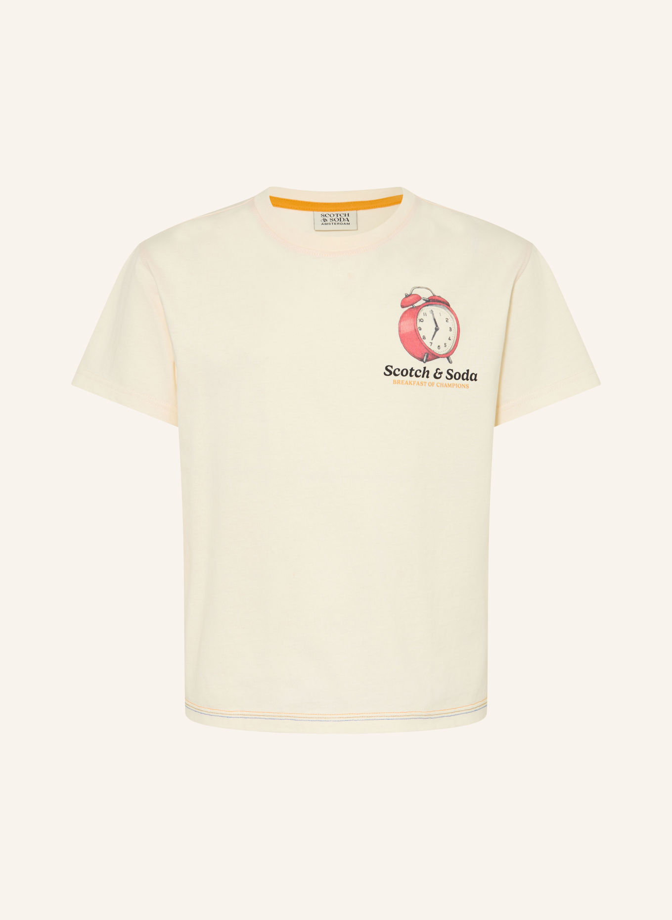 SCOTCH & SODA T-shirt: CRÈME / BRUIN / ROOD