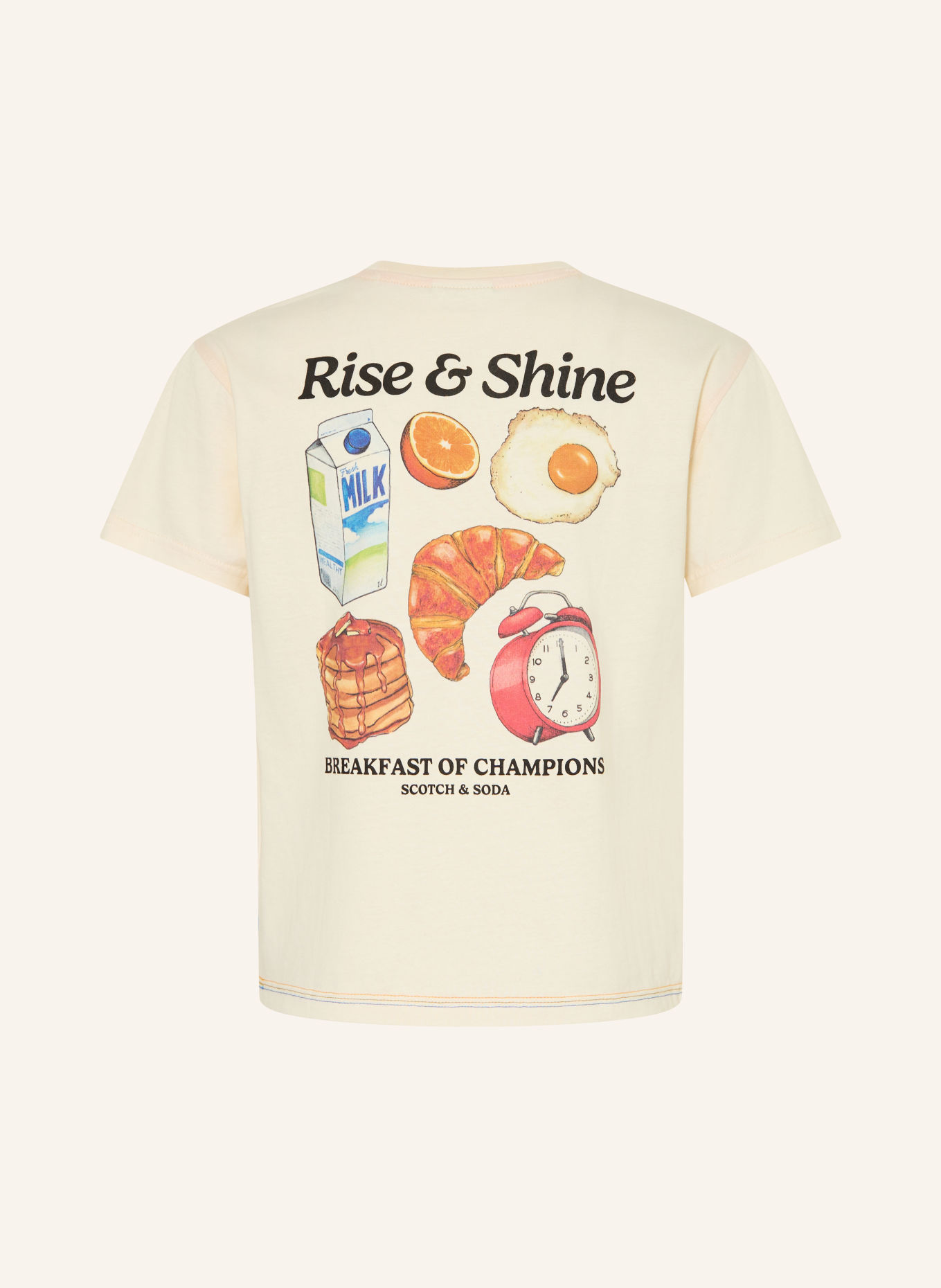 SCOTCH & SODA T-shirt: CRÈME / BRUIN / ROOD