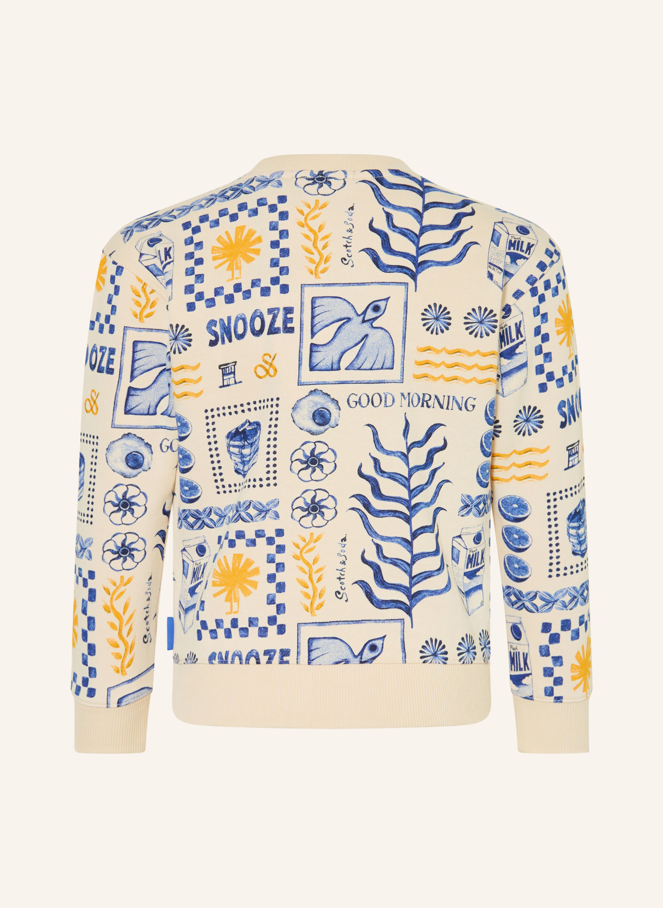 SCOTCH & SODA Sweatshirt: ECRU / GEEL / DONKERBLAUW