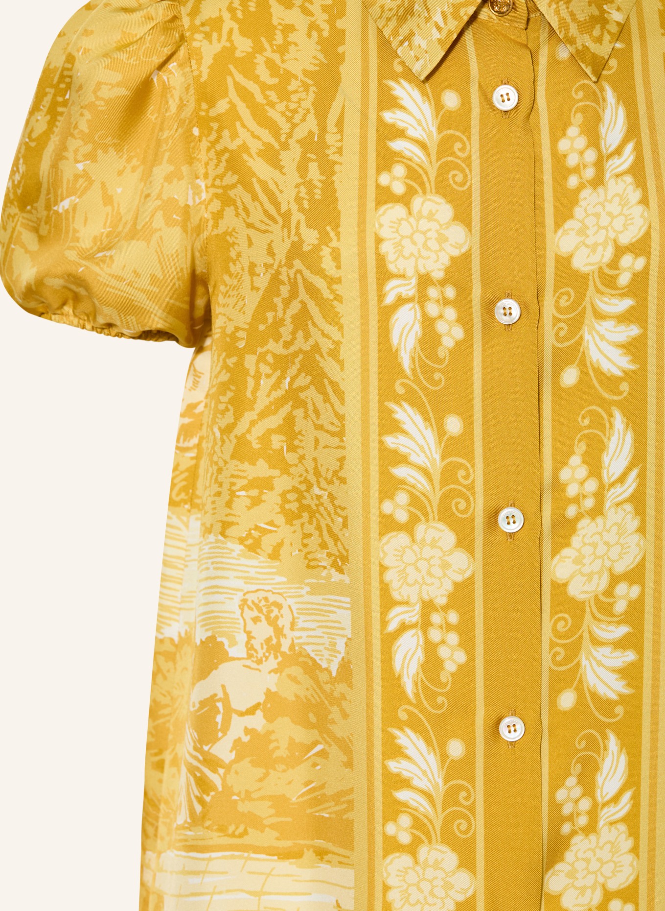 VERSACE Silk shirt dress: DARK YELLOW / YELLOW / WHITE