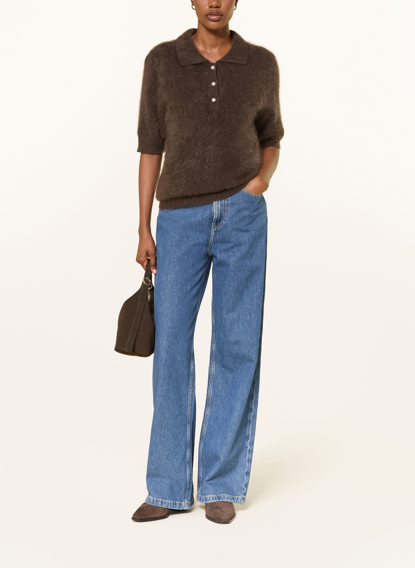 lilienfels Polo en maille de cachemire: MARRON FONCÉ