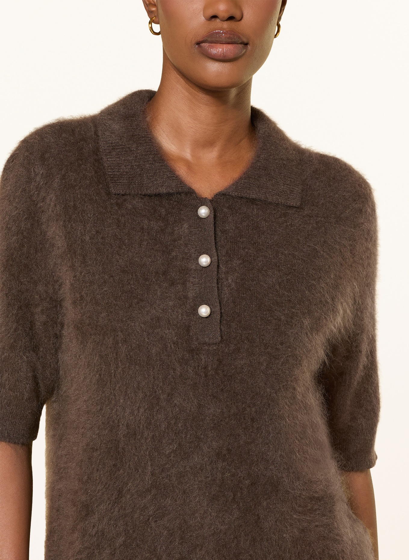 lilienfels Polo en maille de cachemire: MARRON FONCÉ