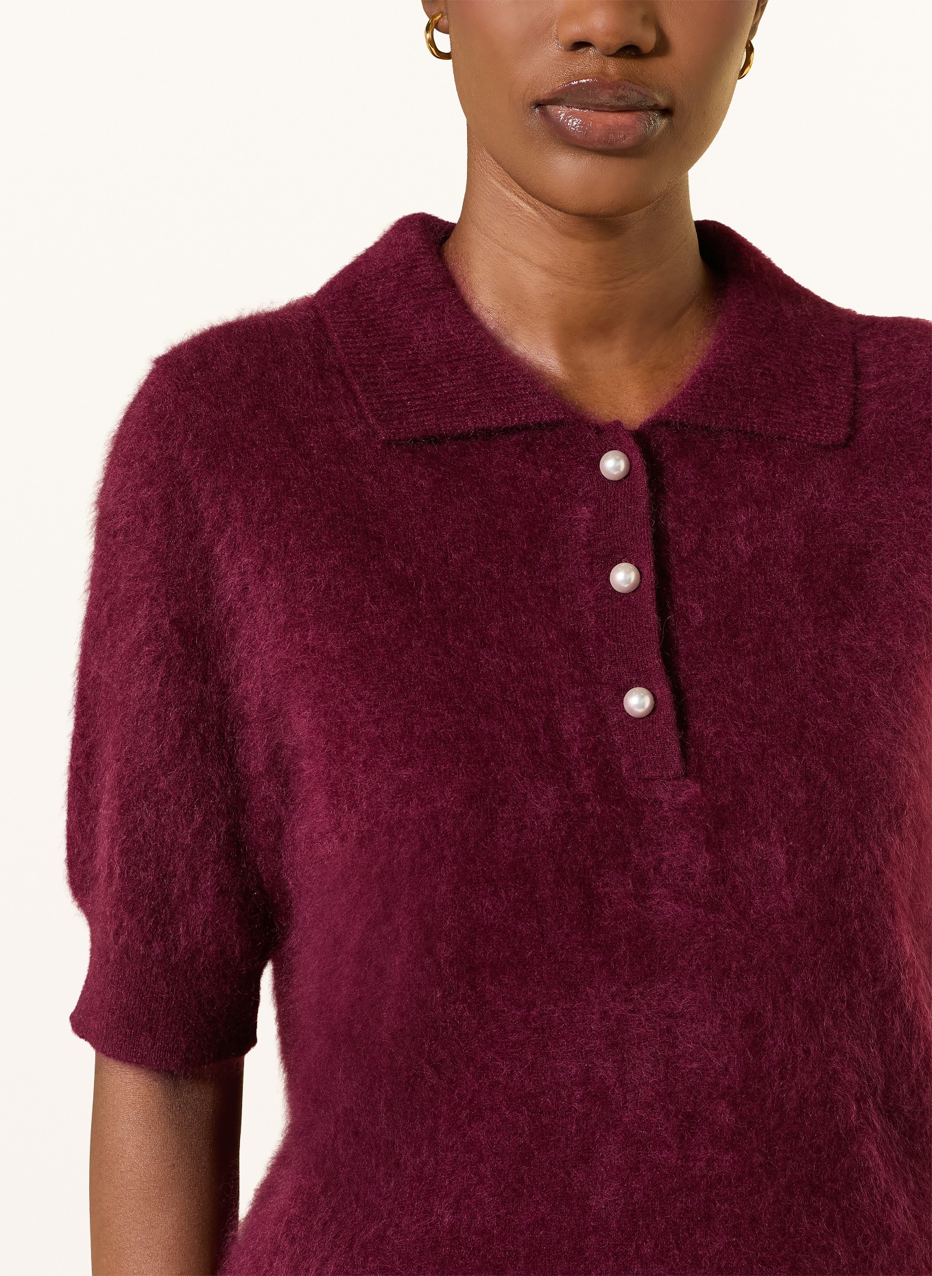 lilienfels Polo en maille de cachemire: ROUGE FONCÉ