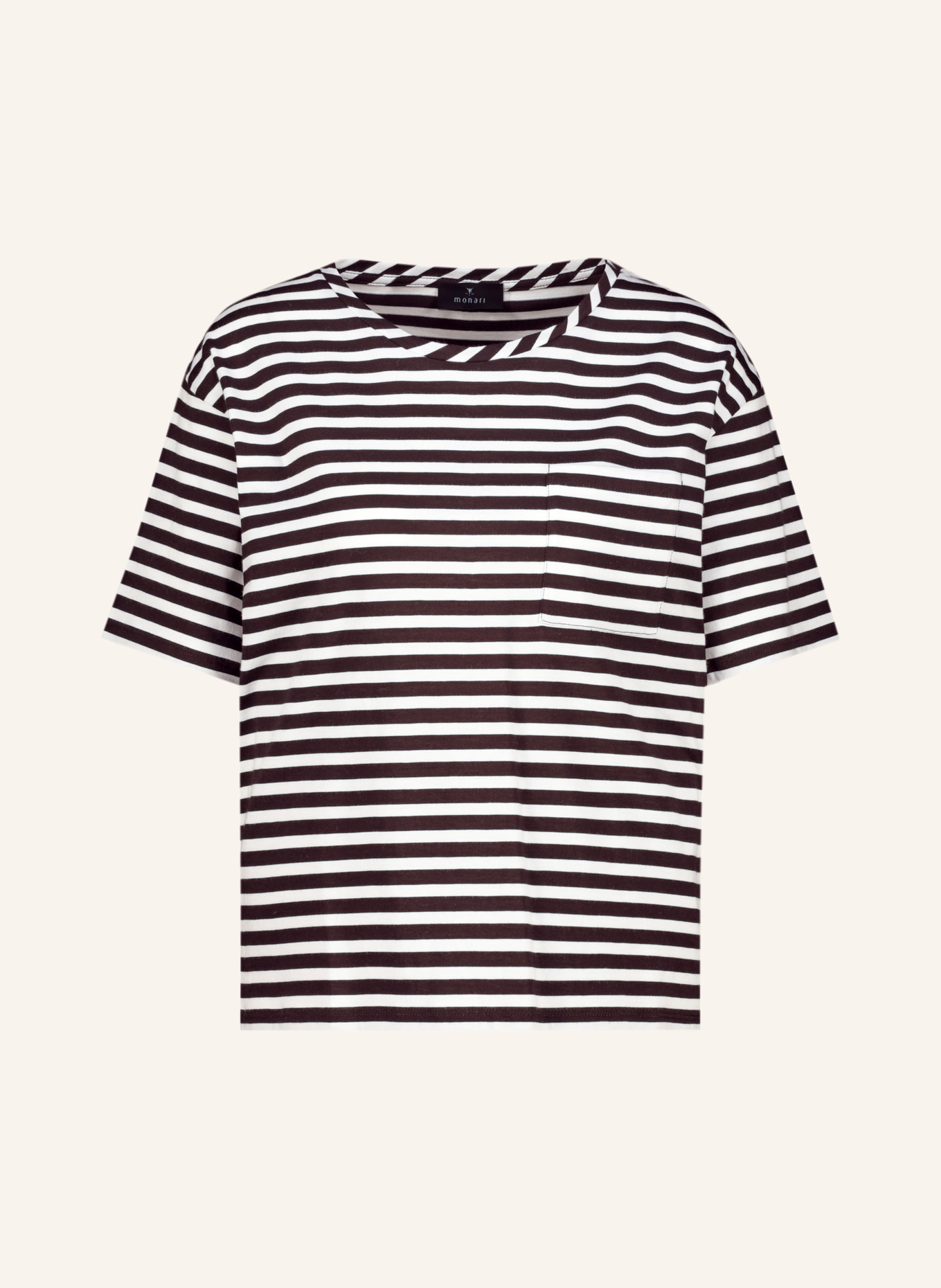 monari T-shirt: MARRON FONCÉ / BLANC