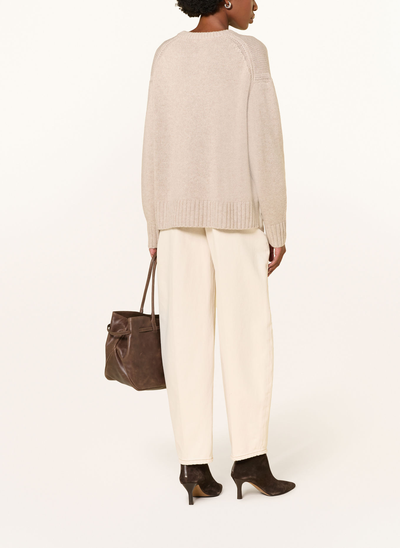 MRS & HUGS Oversized trui met kasjmier: BEIGE