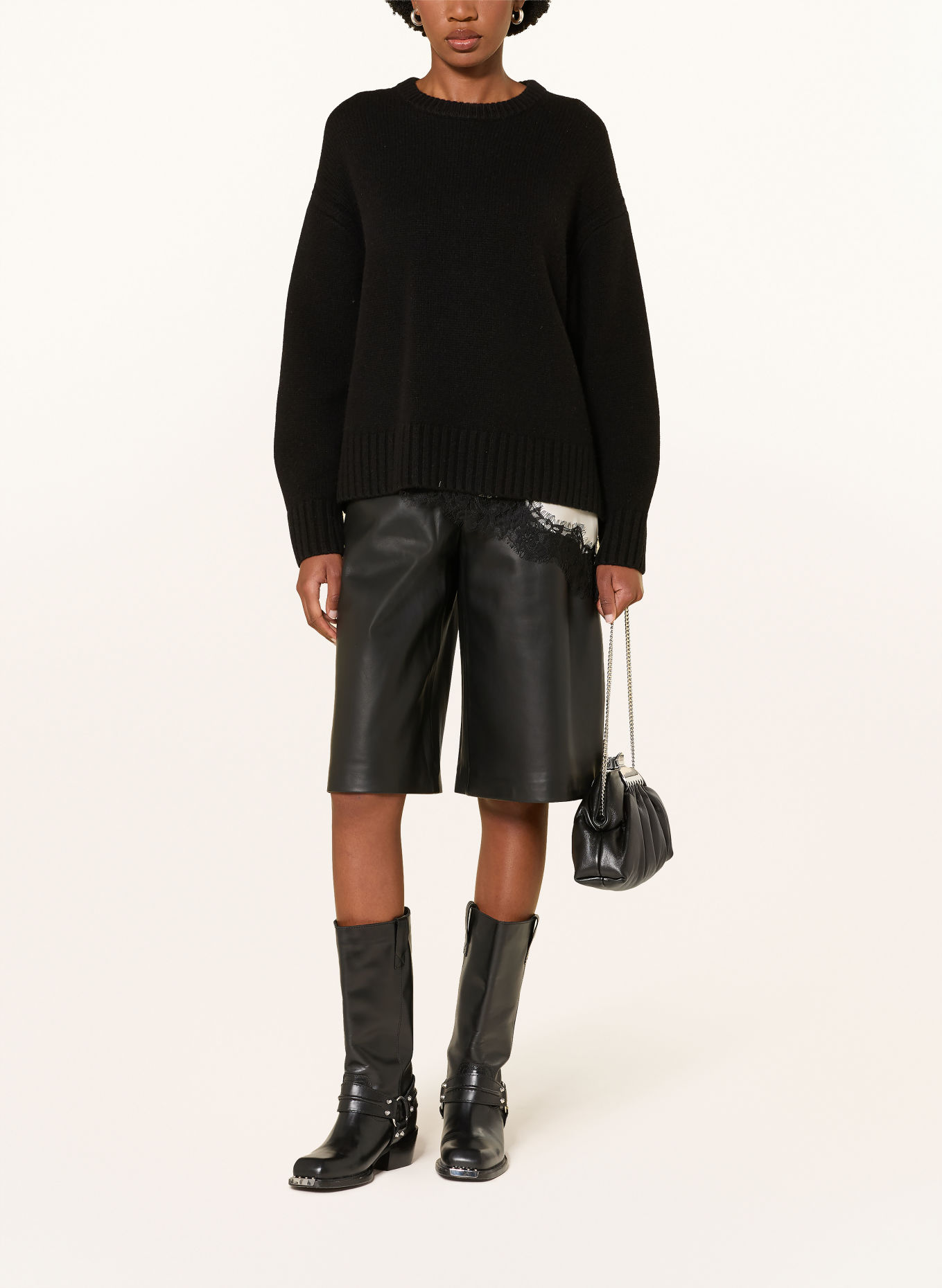 MRS & HUGS Oversized sweater with cashmere: BLACK
