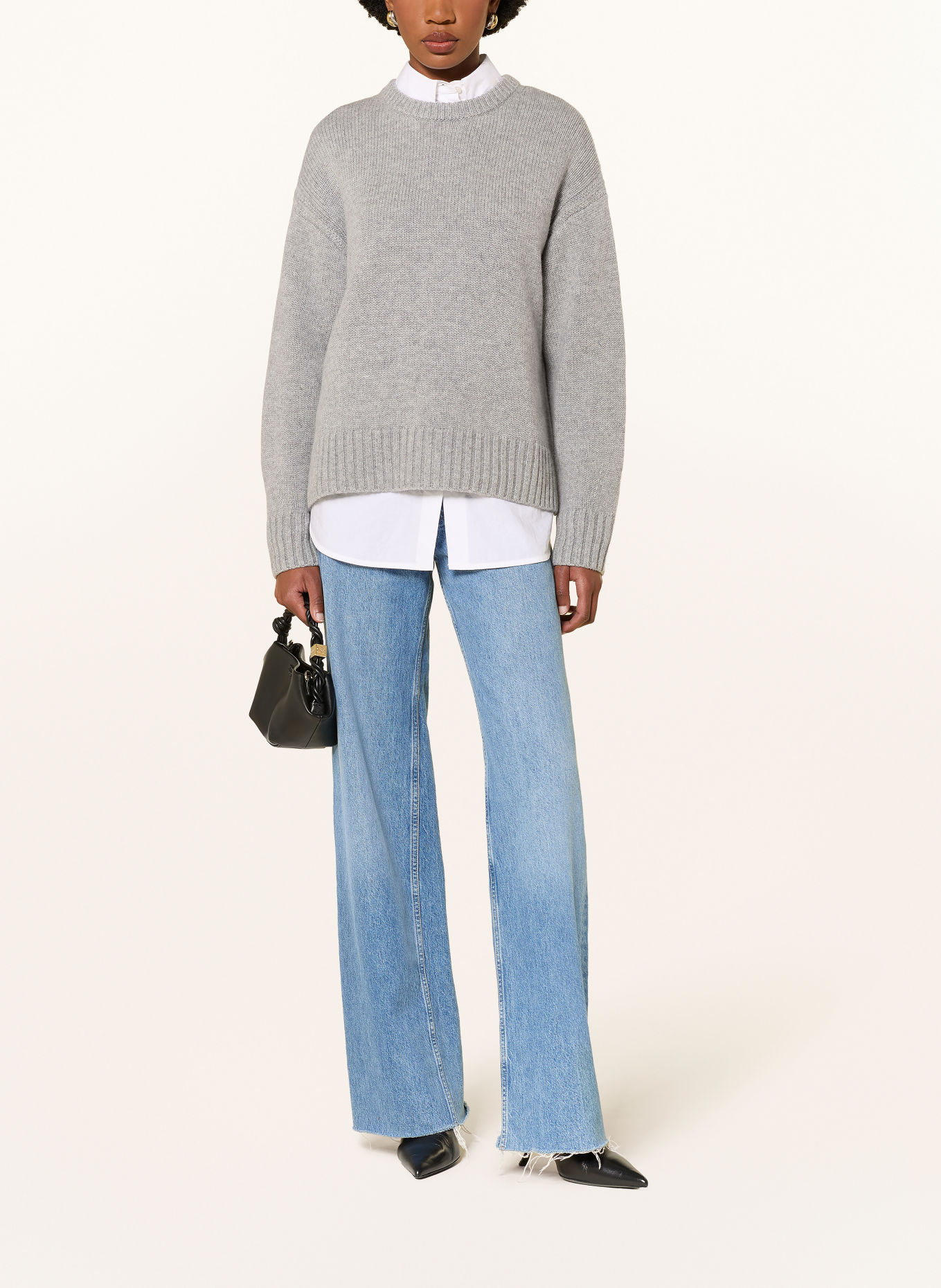 MRS & HUGS Oversized sweater with cashmere: LIGHT GRAY