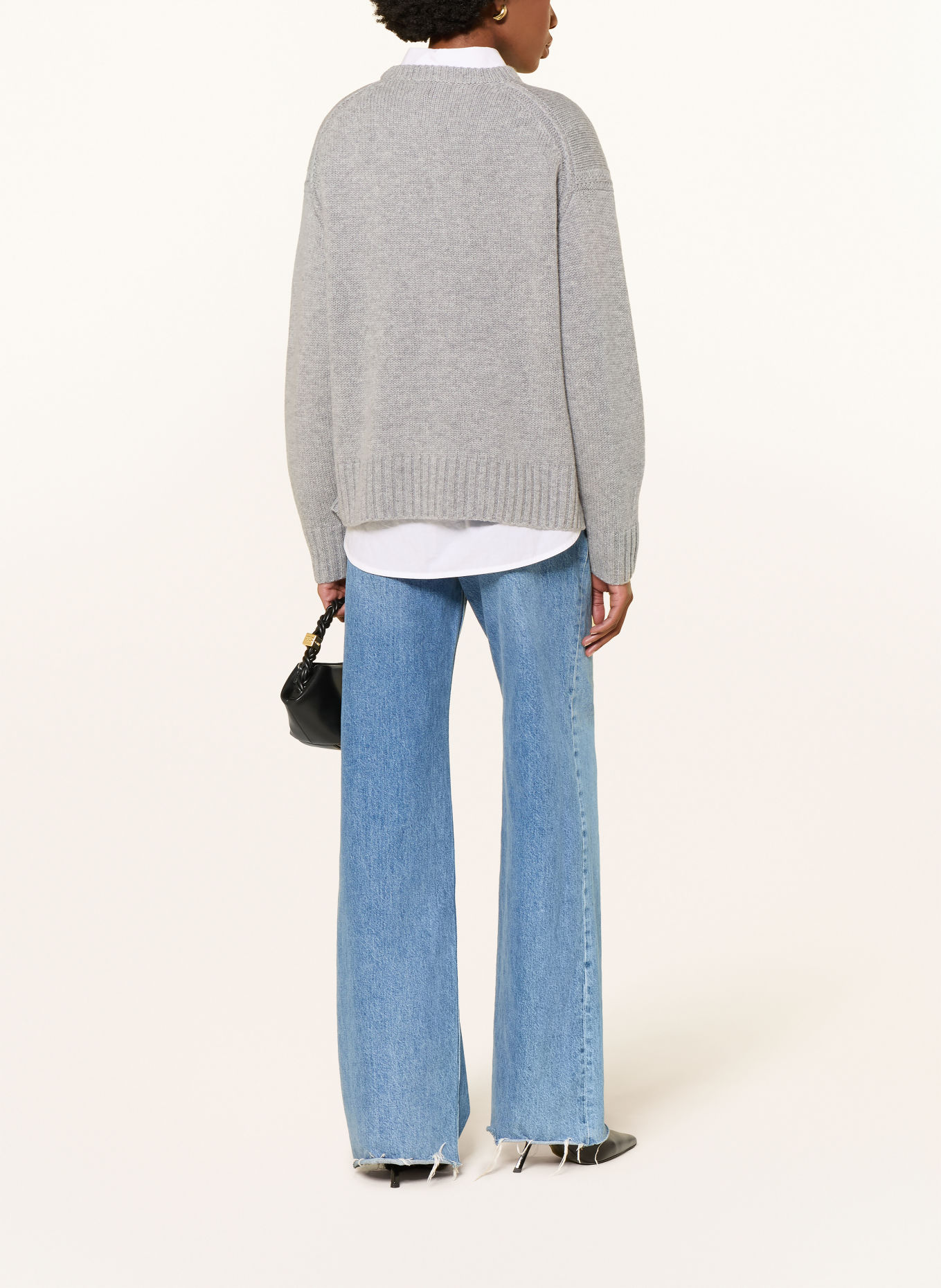 MRS & HUGS Oversized sweater with cashmere: LIGHT GRAY