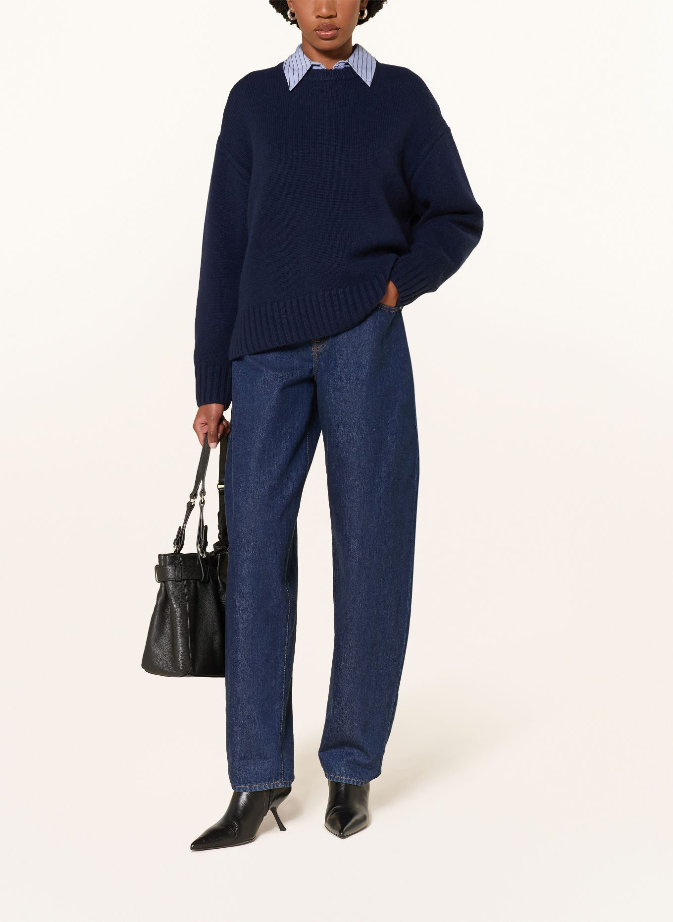 MRS & HUGS Oversized sweater with cashmere: DARK BLUE