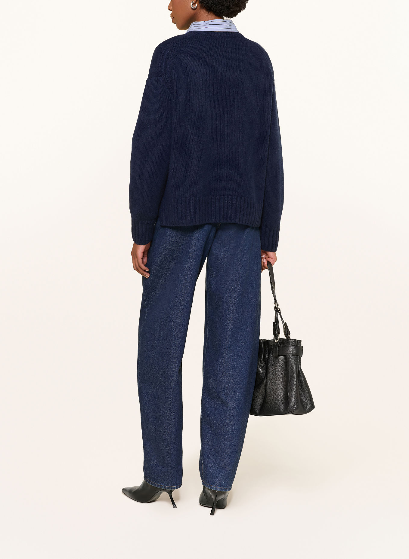 MRS & HUGS Oversized sweater with cashmere: DARK BLUE