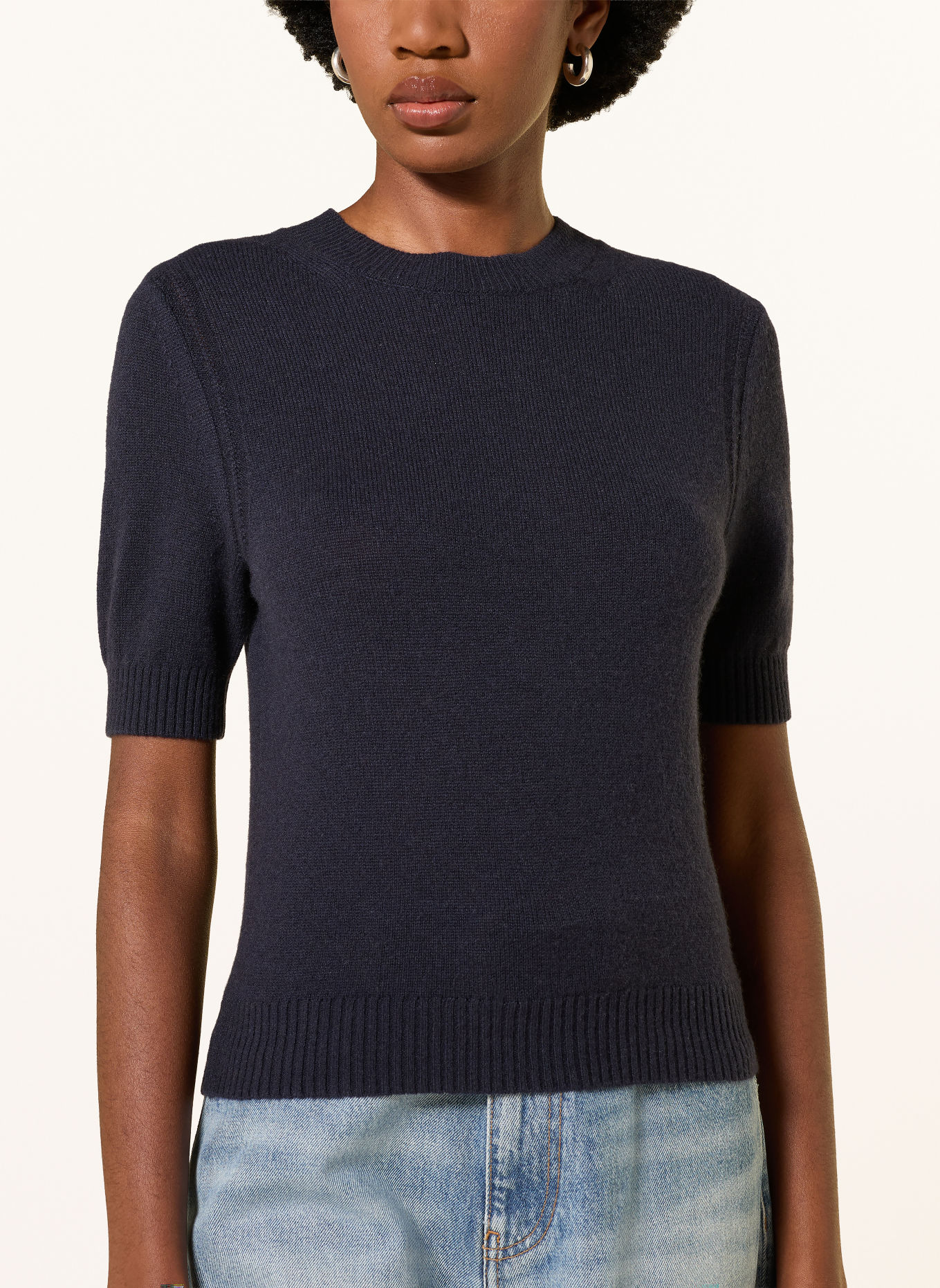 MRS & HUGS Strickshirt aus Cashmere: DUNKELBLAU