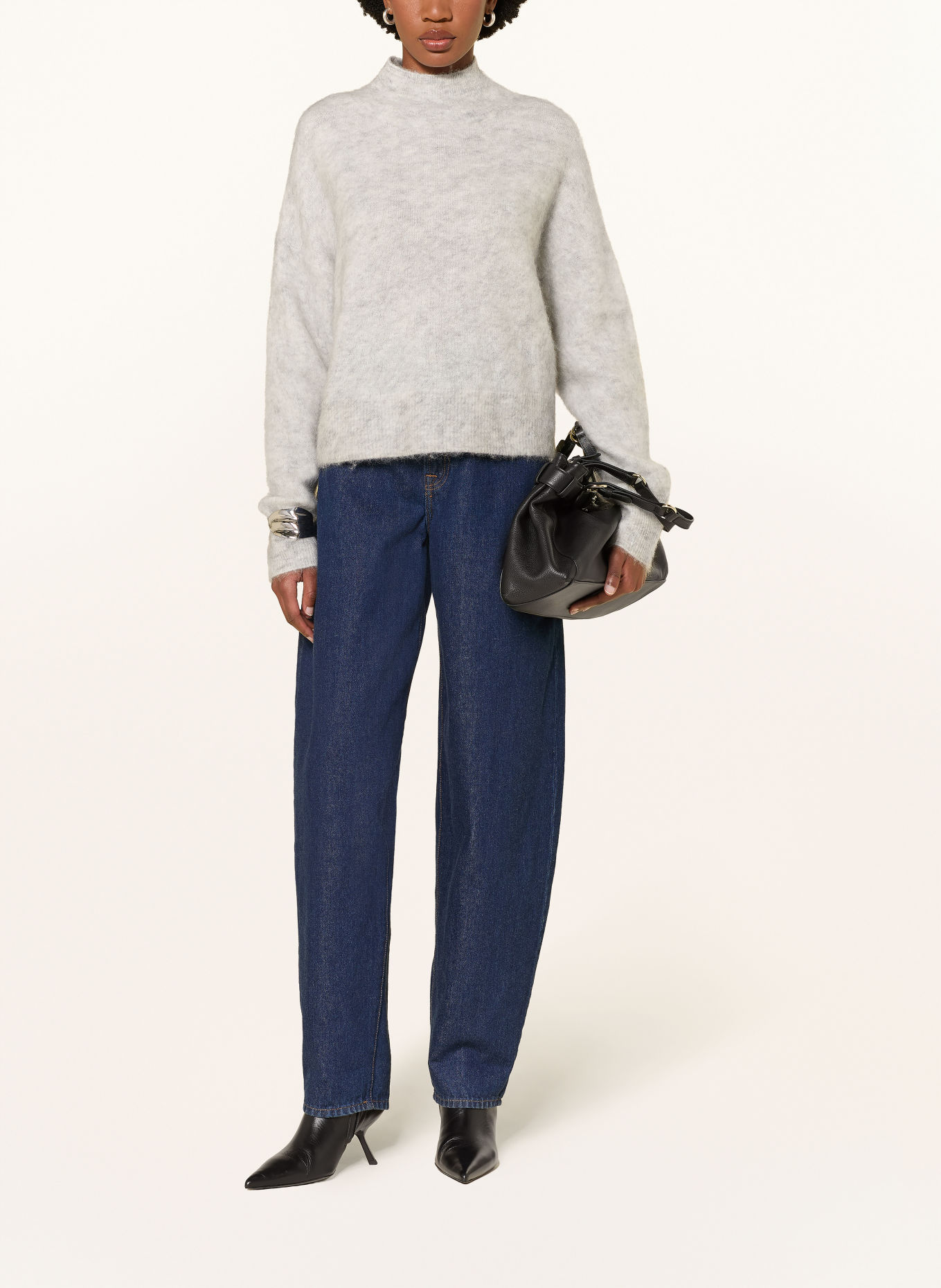MRS & HUGS Sweater with mohair: GRAY / ECRU