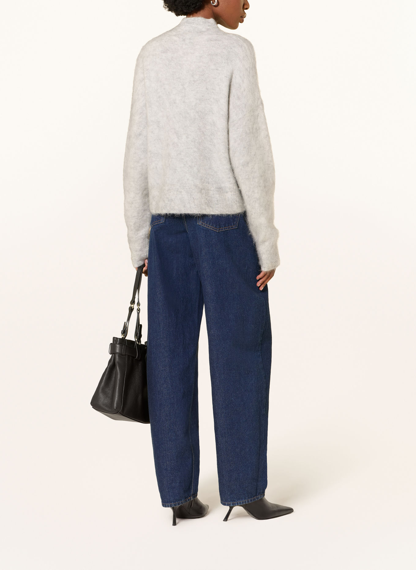 MRS & HUGS Sweater with mohair: GRAY / ECRU