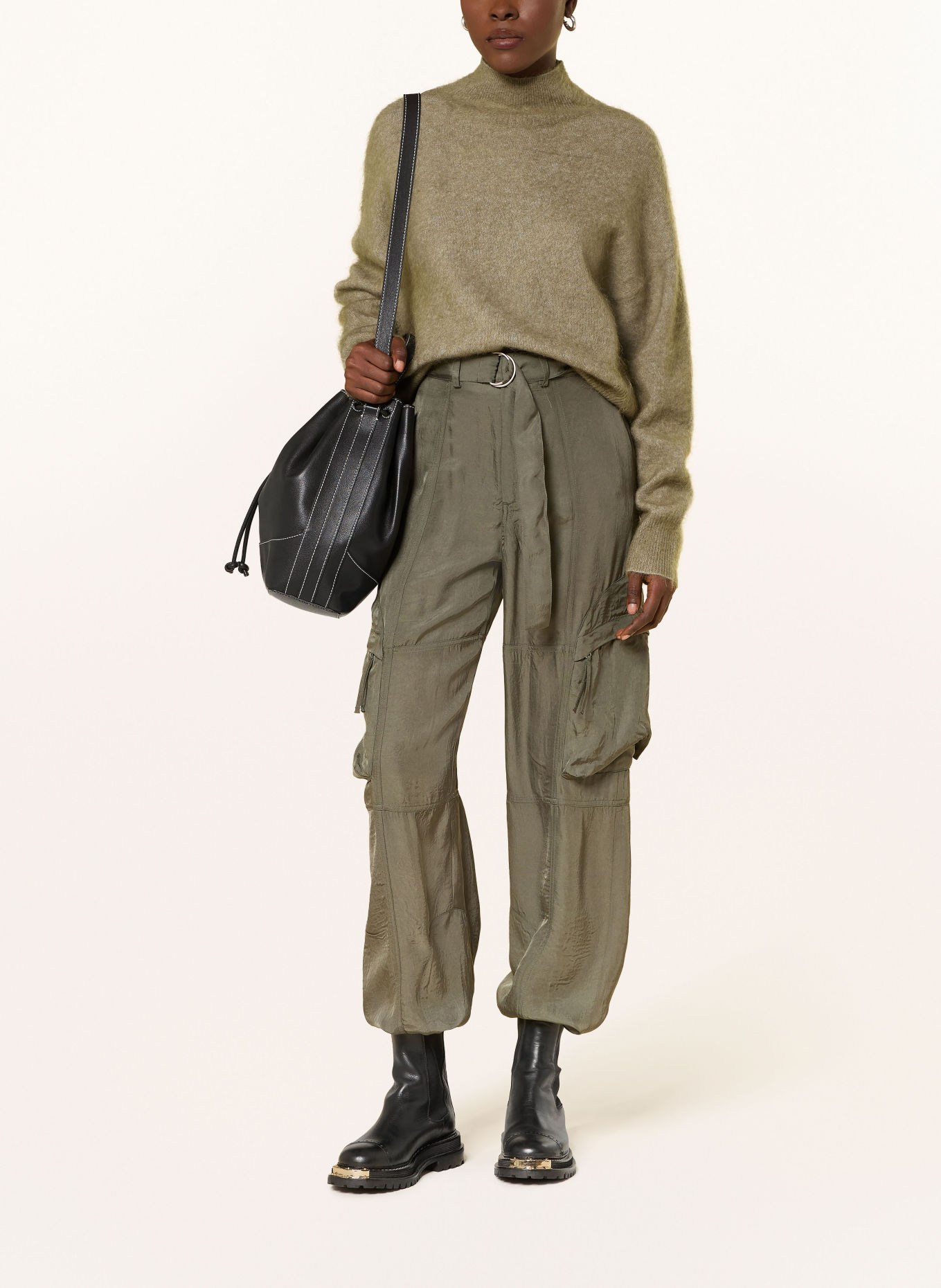 MRS & HUGS Sweater with mohair: KHAKI