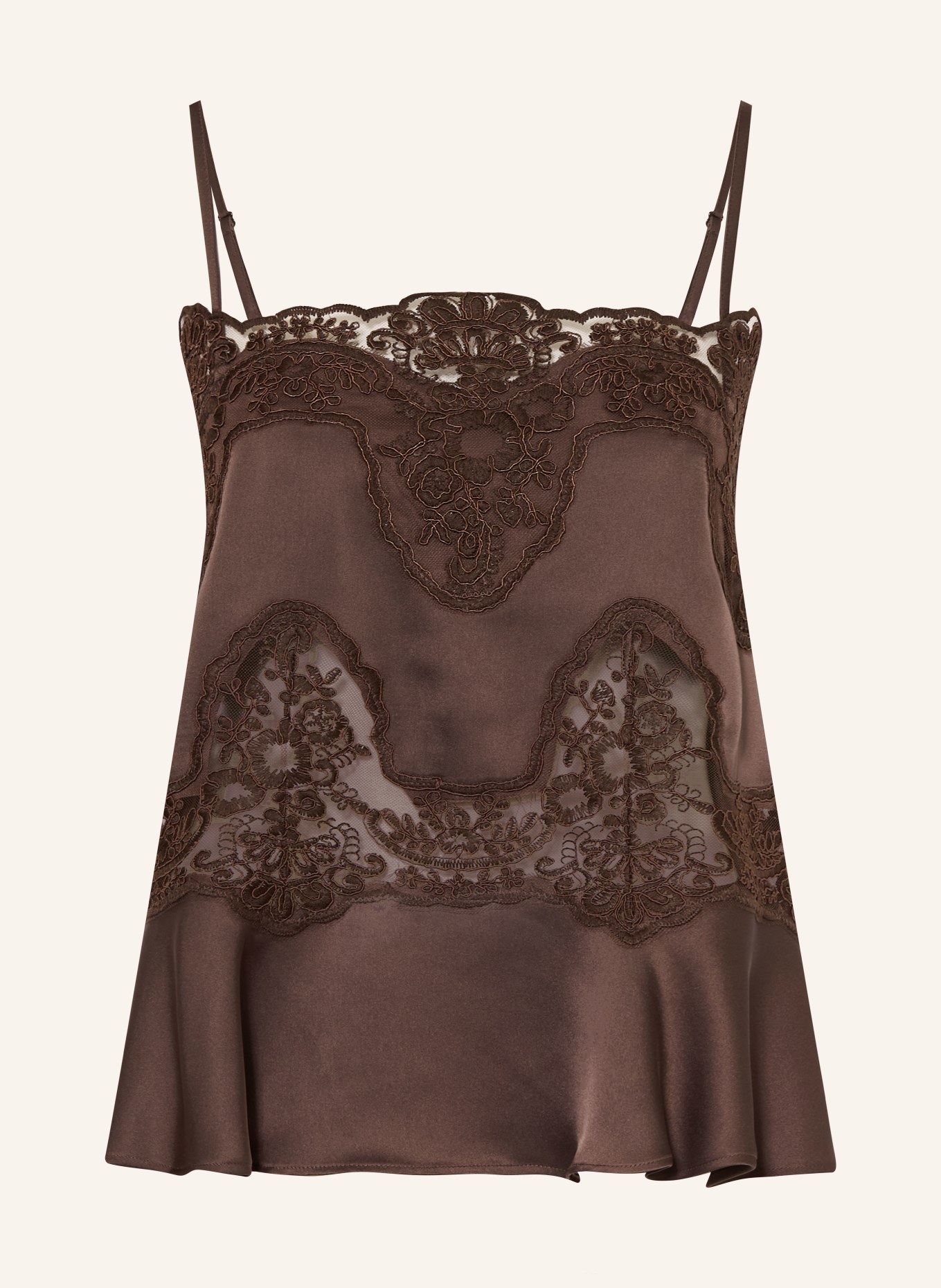 MRS & HUGS Blouse top with lace: BROWN