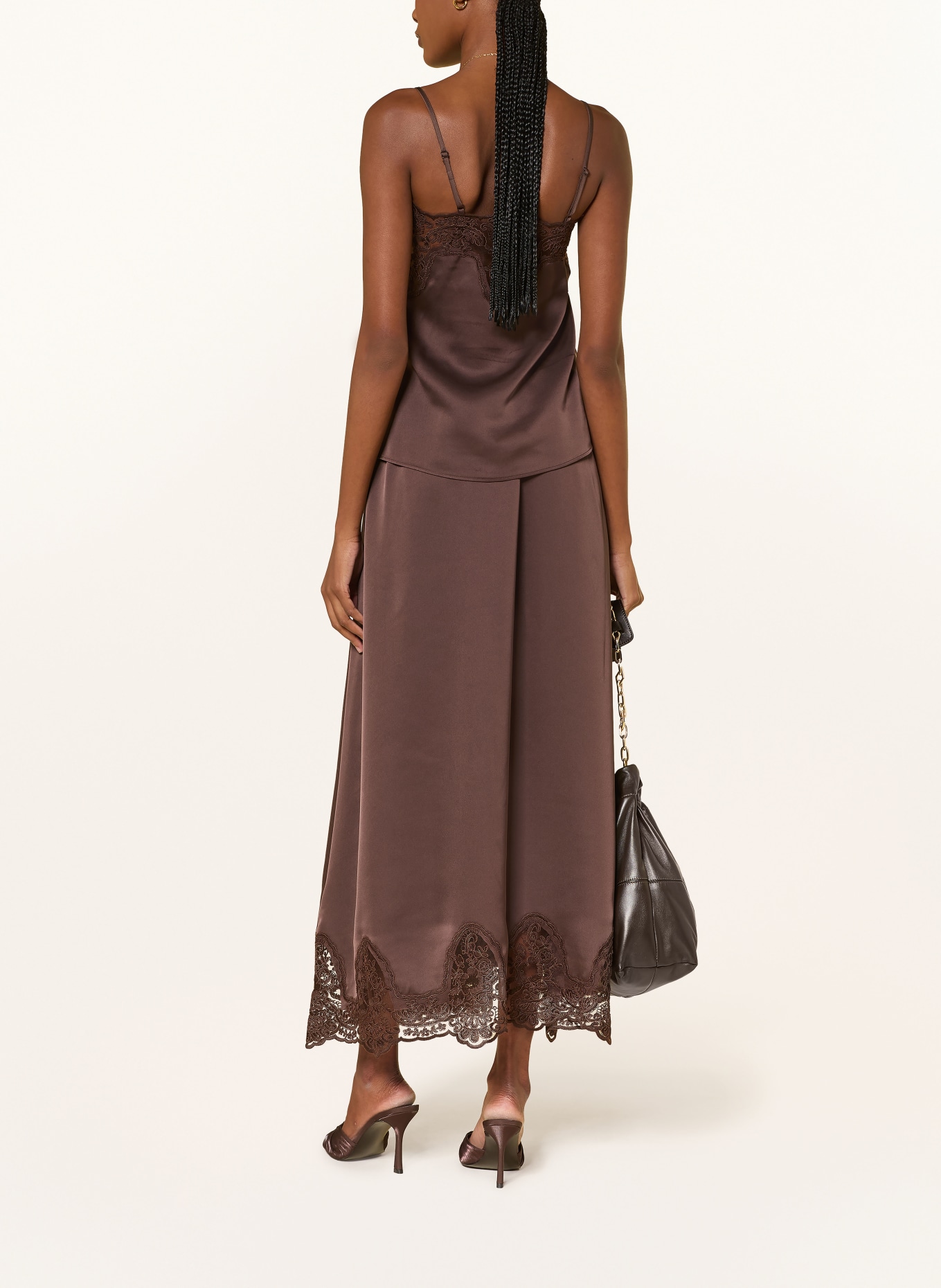MRS & HUGS Blouse top with lace: BROWN