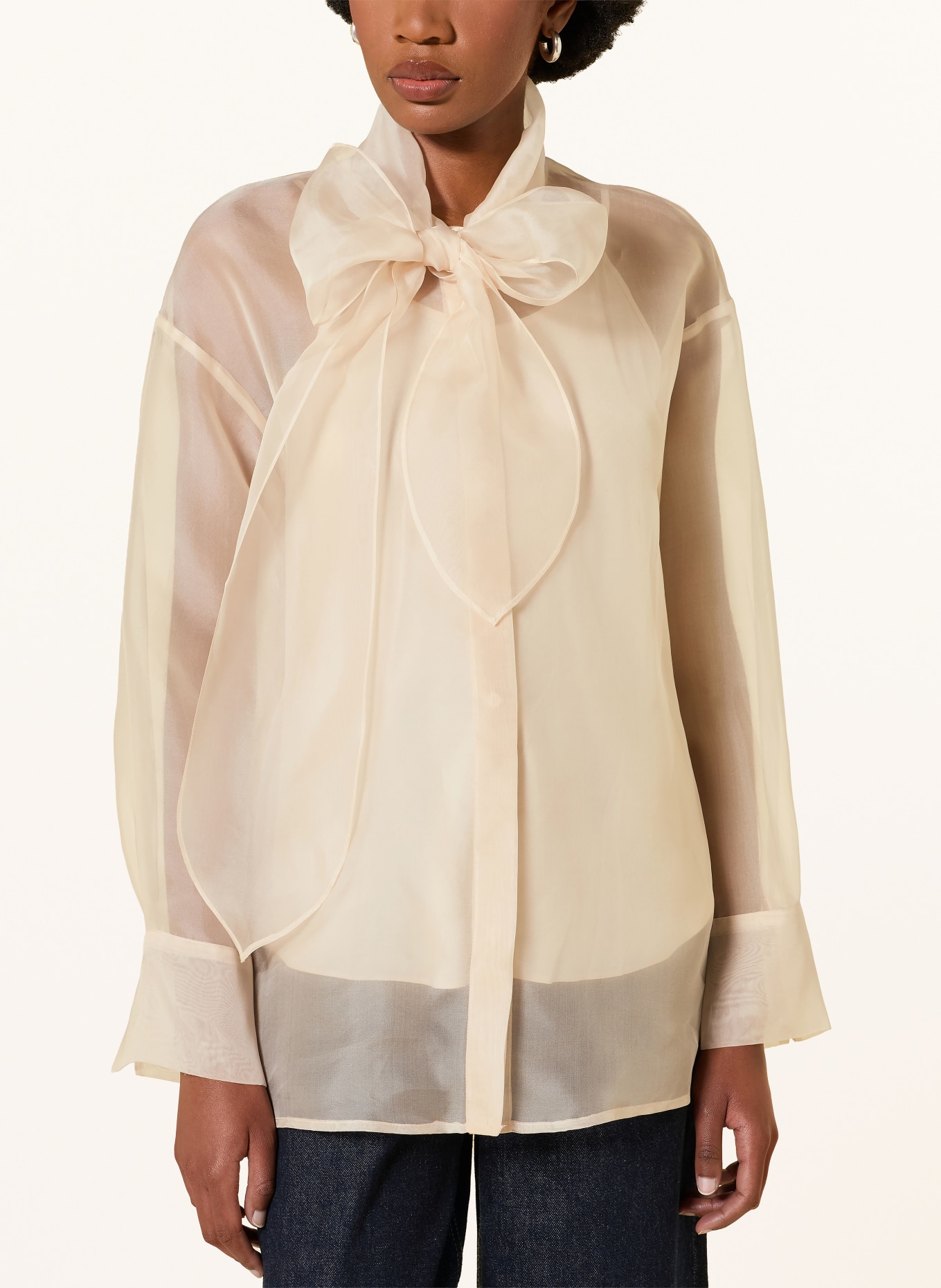 MRS & HUGS Schluppenbluse aus Seide: BEIGE