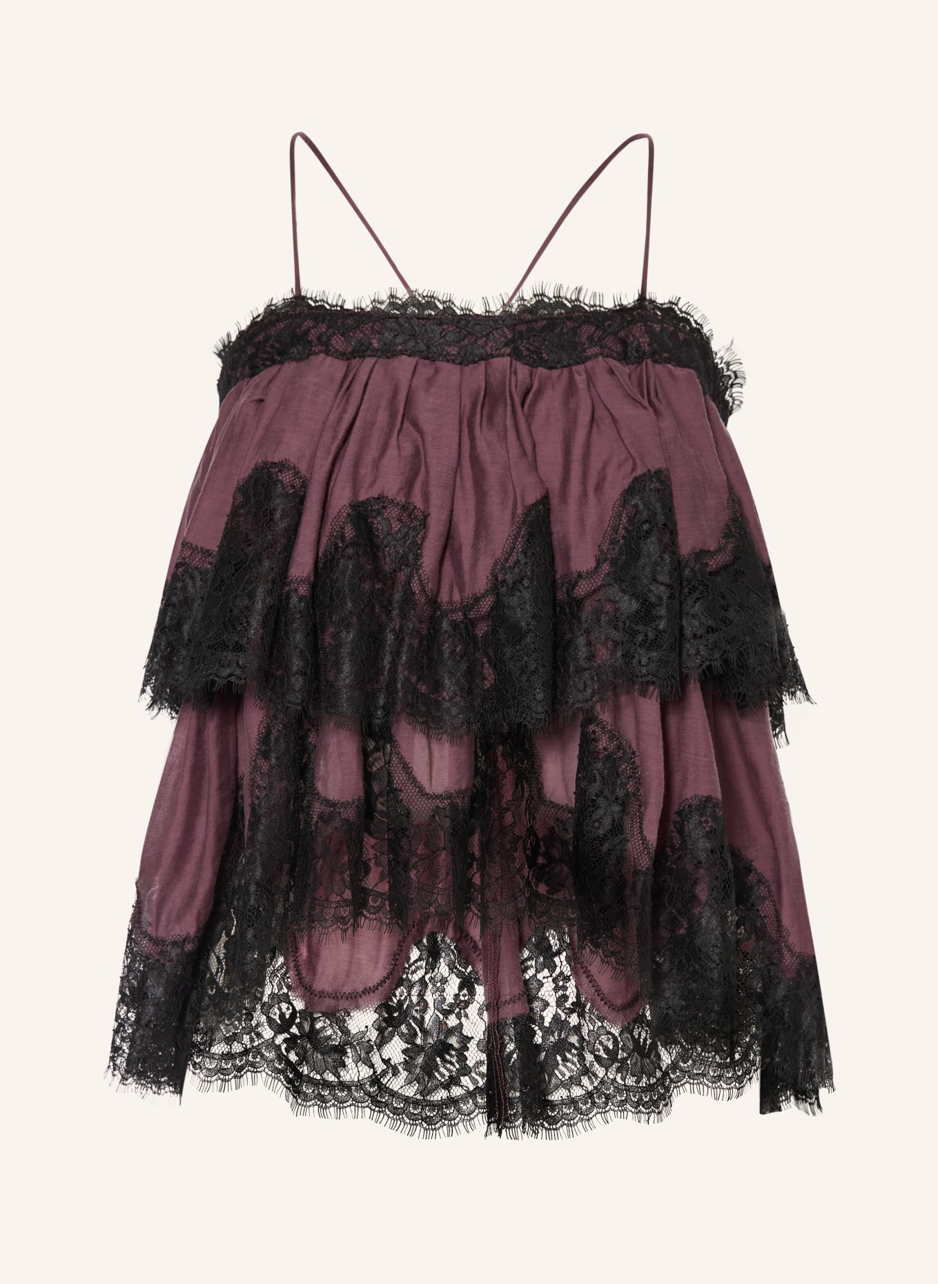 MRS & HUGS Blouse à dentelle: LILAS FONCÉ / NOIR