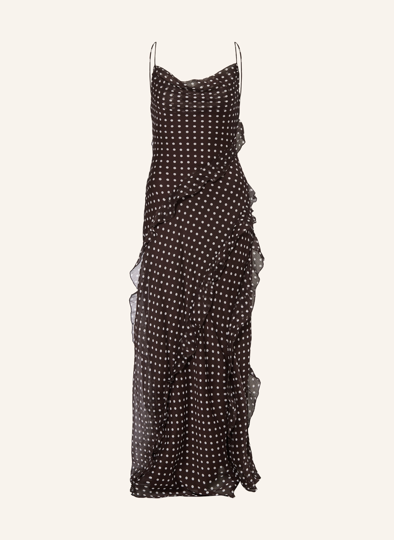 MRS & HUGS Kleid mit Volants: DUNKELBRAUN / WEISS