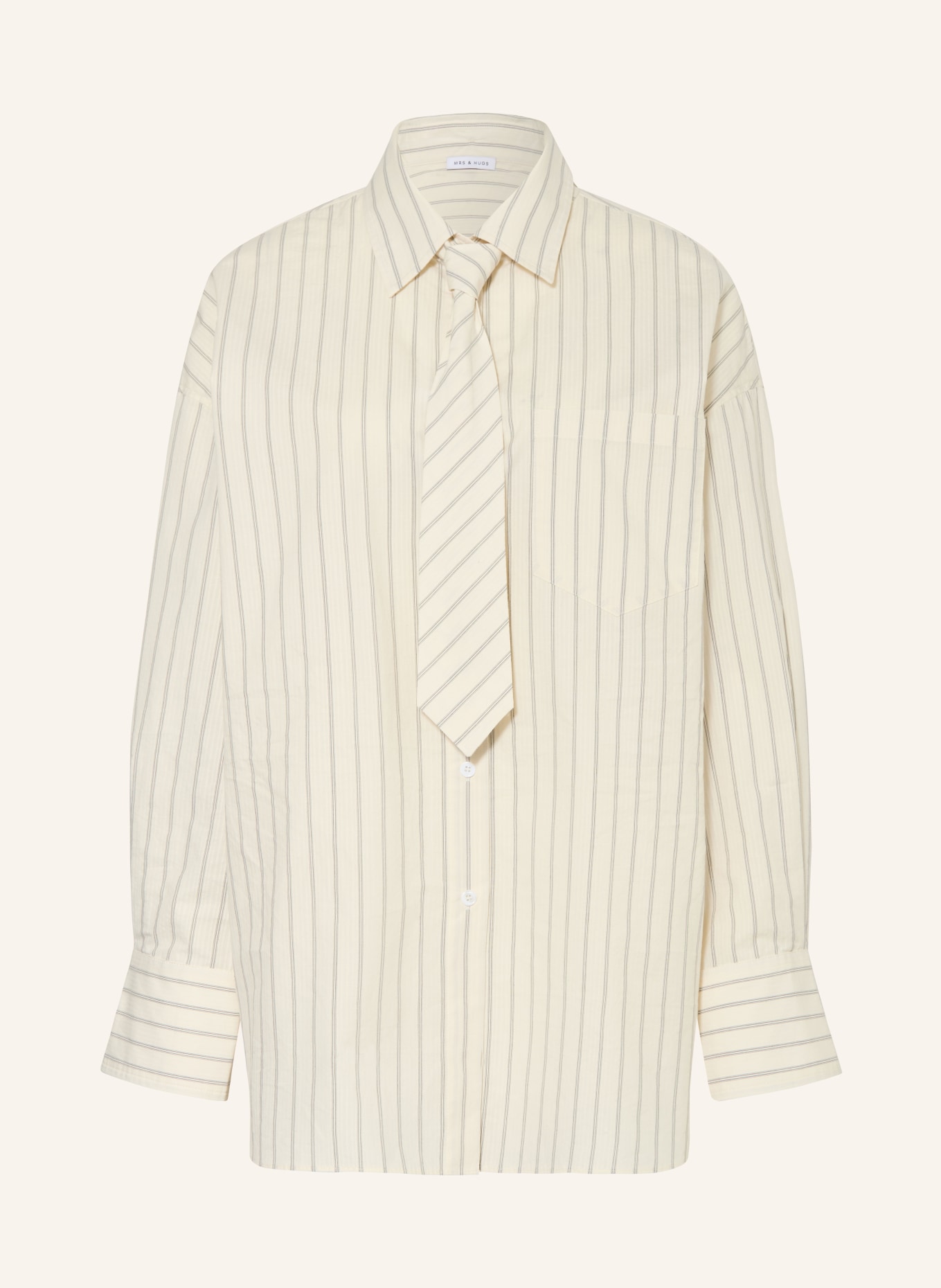 MRS & HUGS Overhemdblouse met zijde: CRÈME / DONKERGRIJS