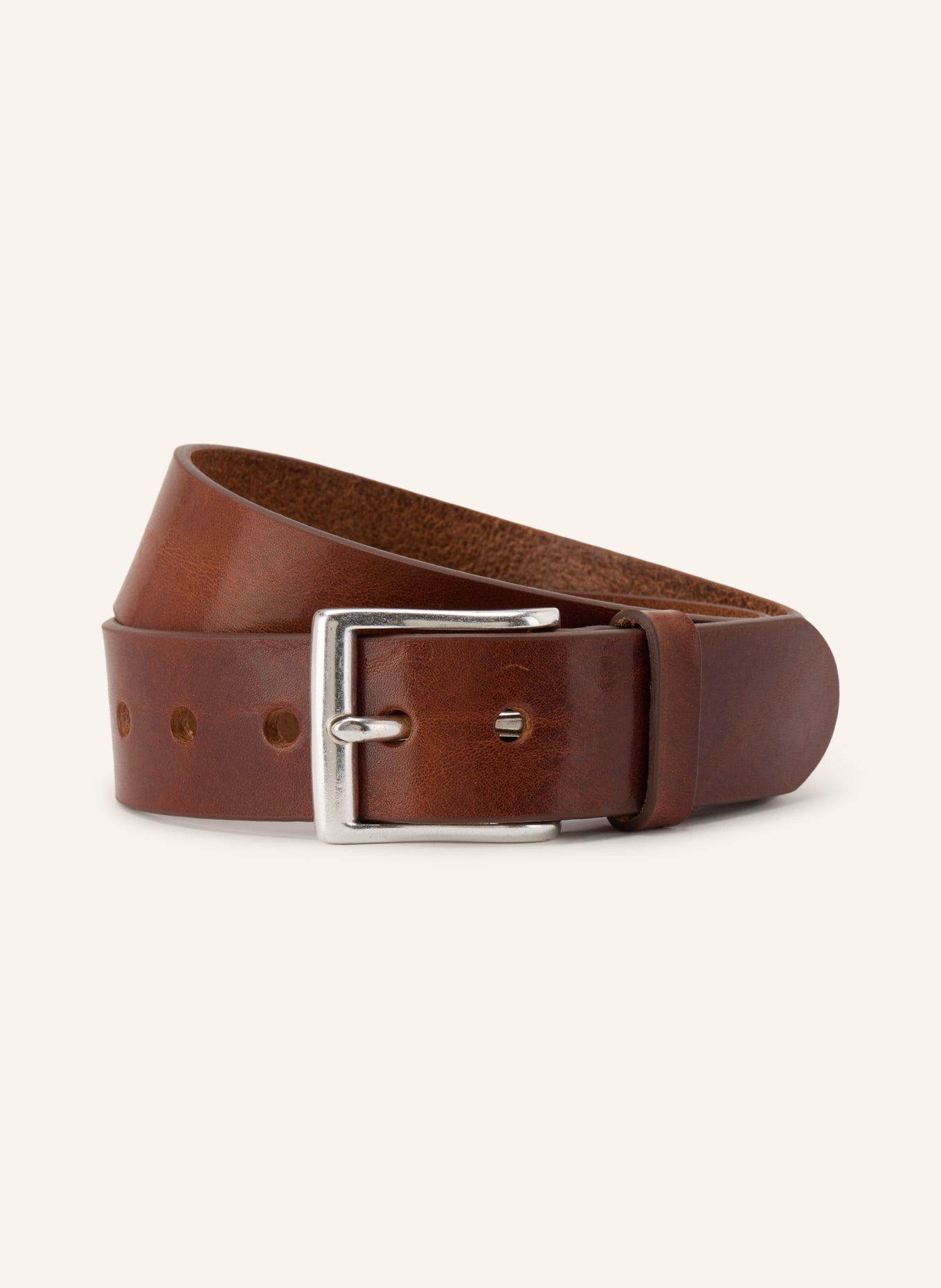 STROKESMAN'S Leather belts: BROWN / SILVER