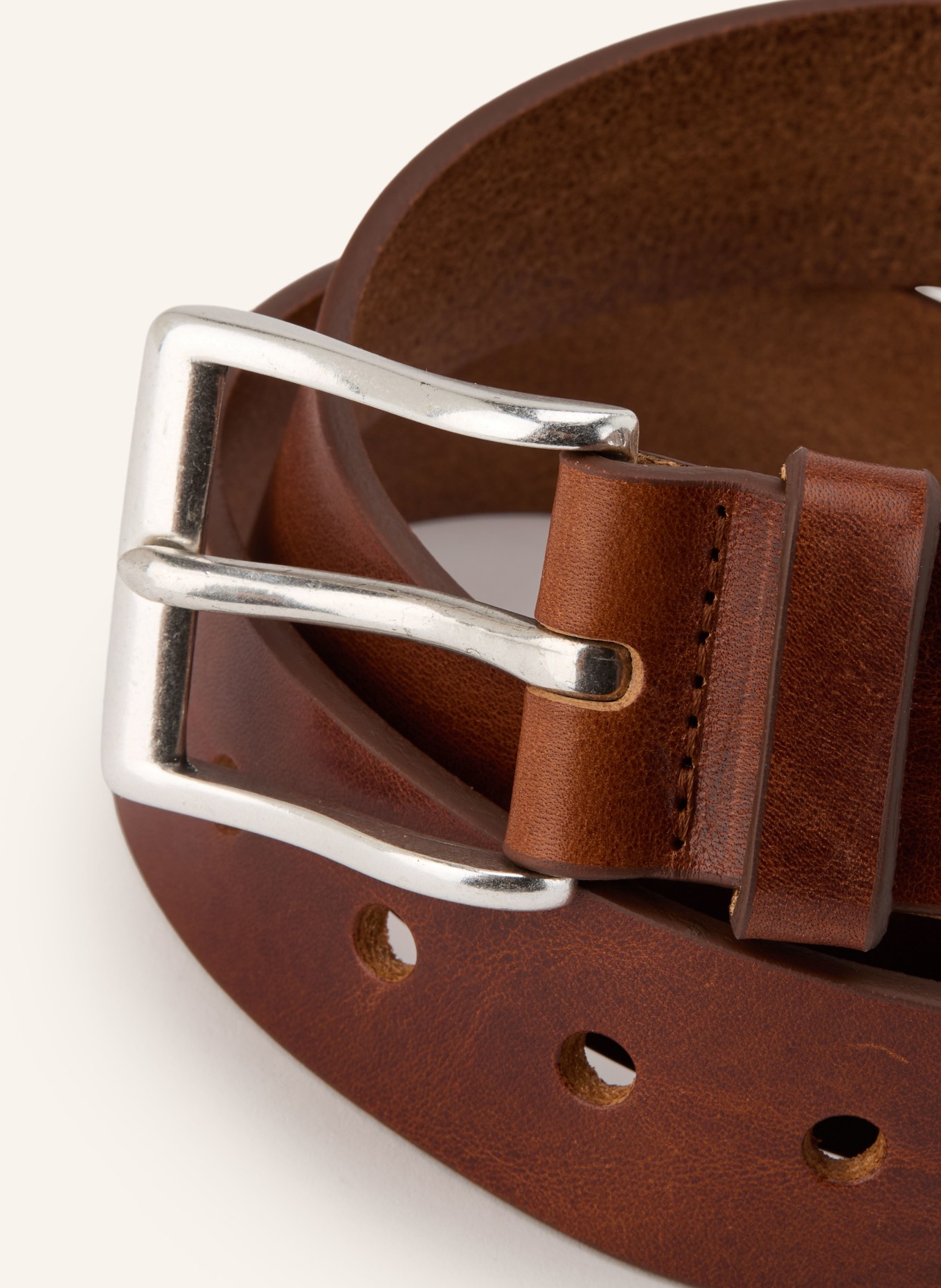 STROKESMAN'S Leather belts: BROWN / SILVER