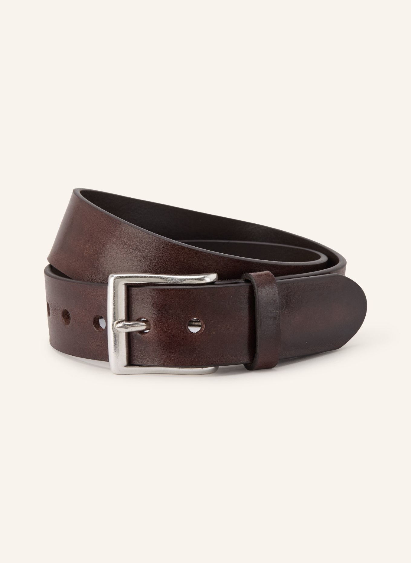 STROKESMAN'S Leather belts: DARK BROWN / SILVER