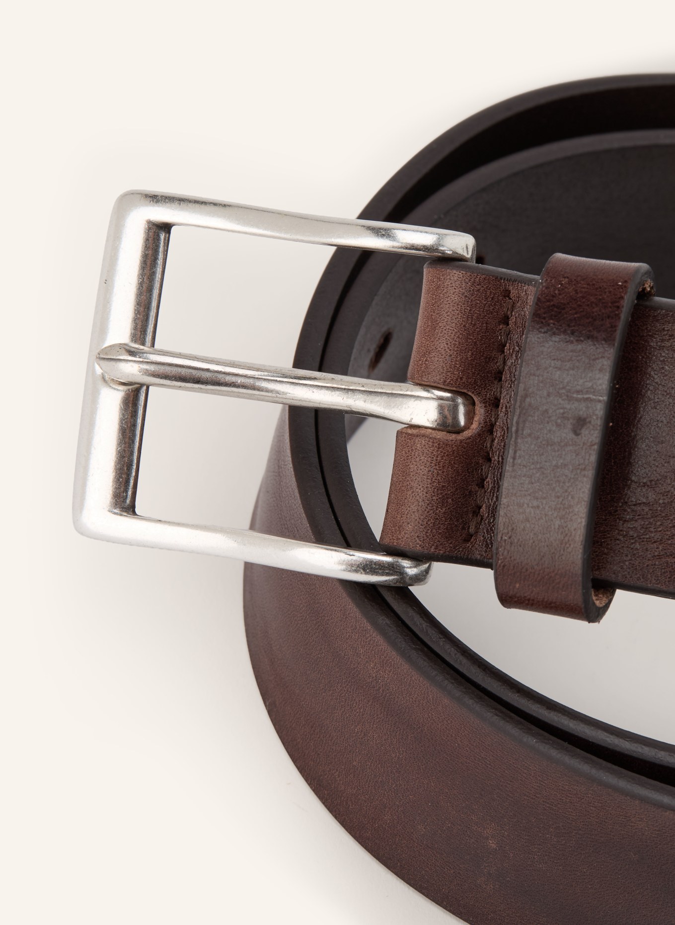 STROKESMAN'S Leather belts: DARK BROWN / SILVER