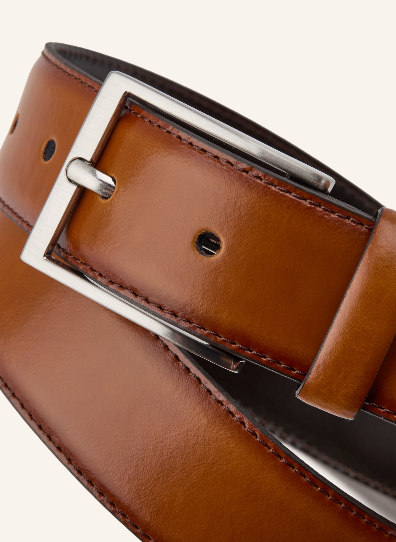 STROKESMAN'S Leather belts: COGNAC / SILVER