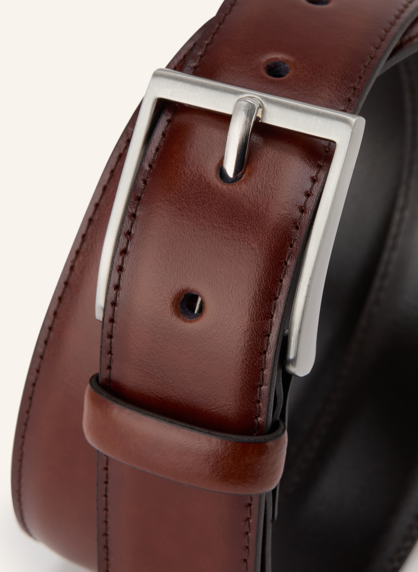 STROKESMAN'S Leather belts: BROWN / SILVER