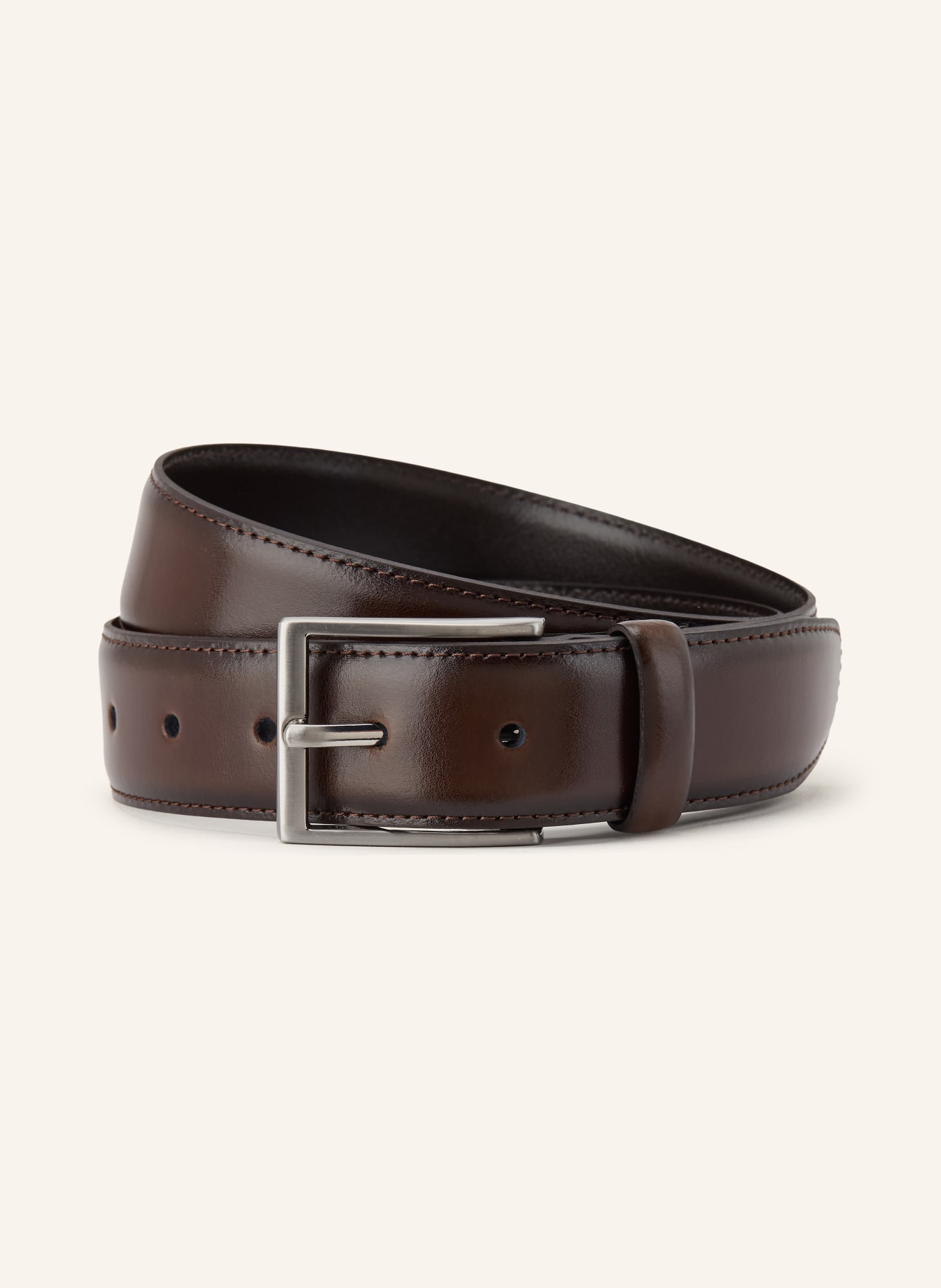 STROKESMAN'S Leather belts: DARK BROWN / SILVER