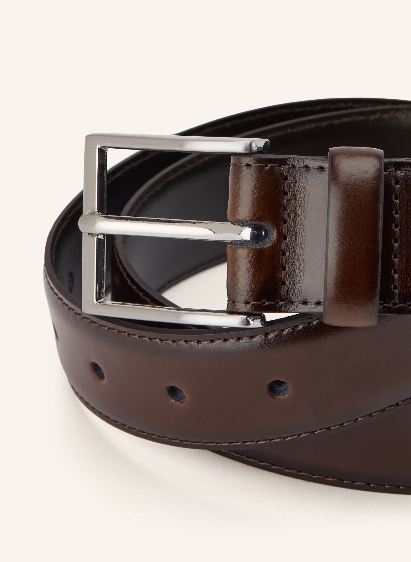 STROKESMAN'S Leather belts: DARK BROWN / SILVER