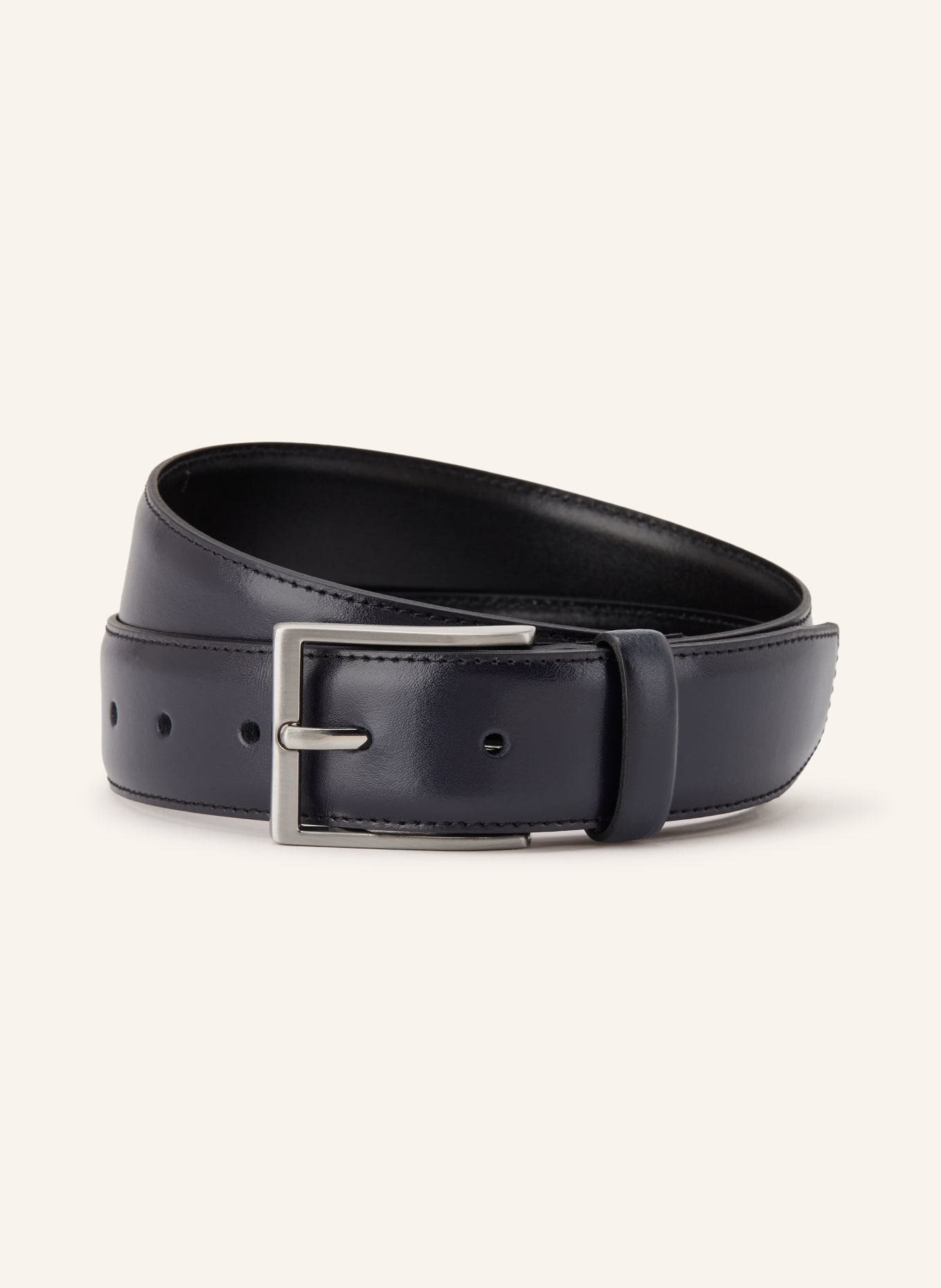 STROKESMAN'S Leather belts: DARK BLUE / SILVER