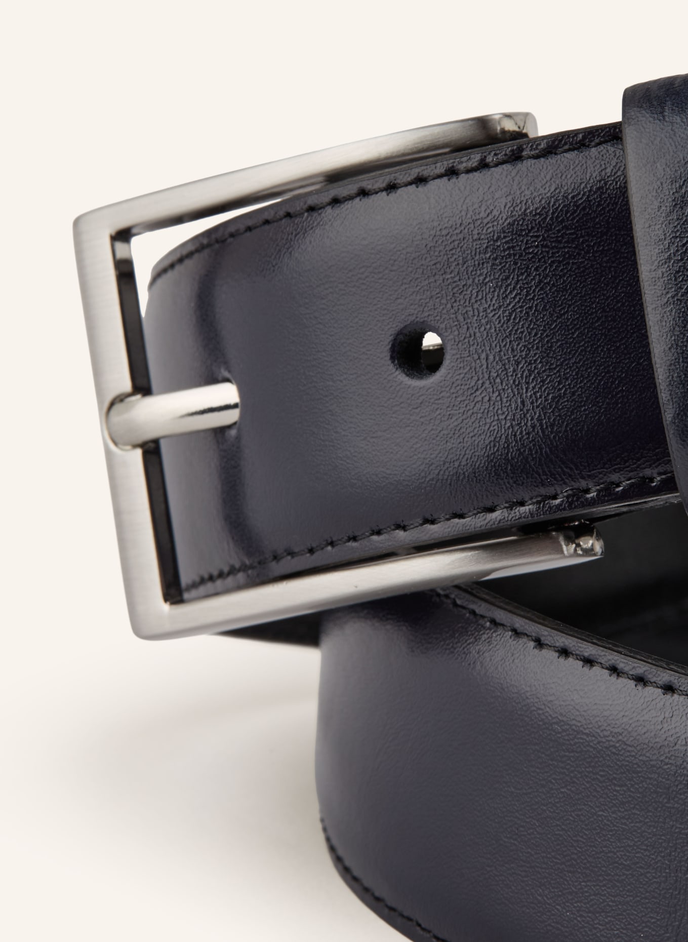 STROKESMAN'S Leather belts: DARK BLUE / SILVER