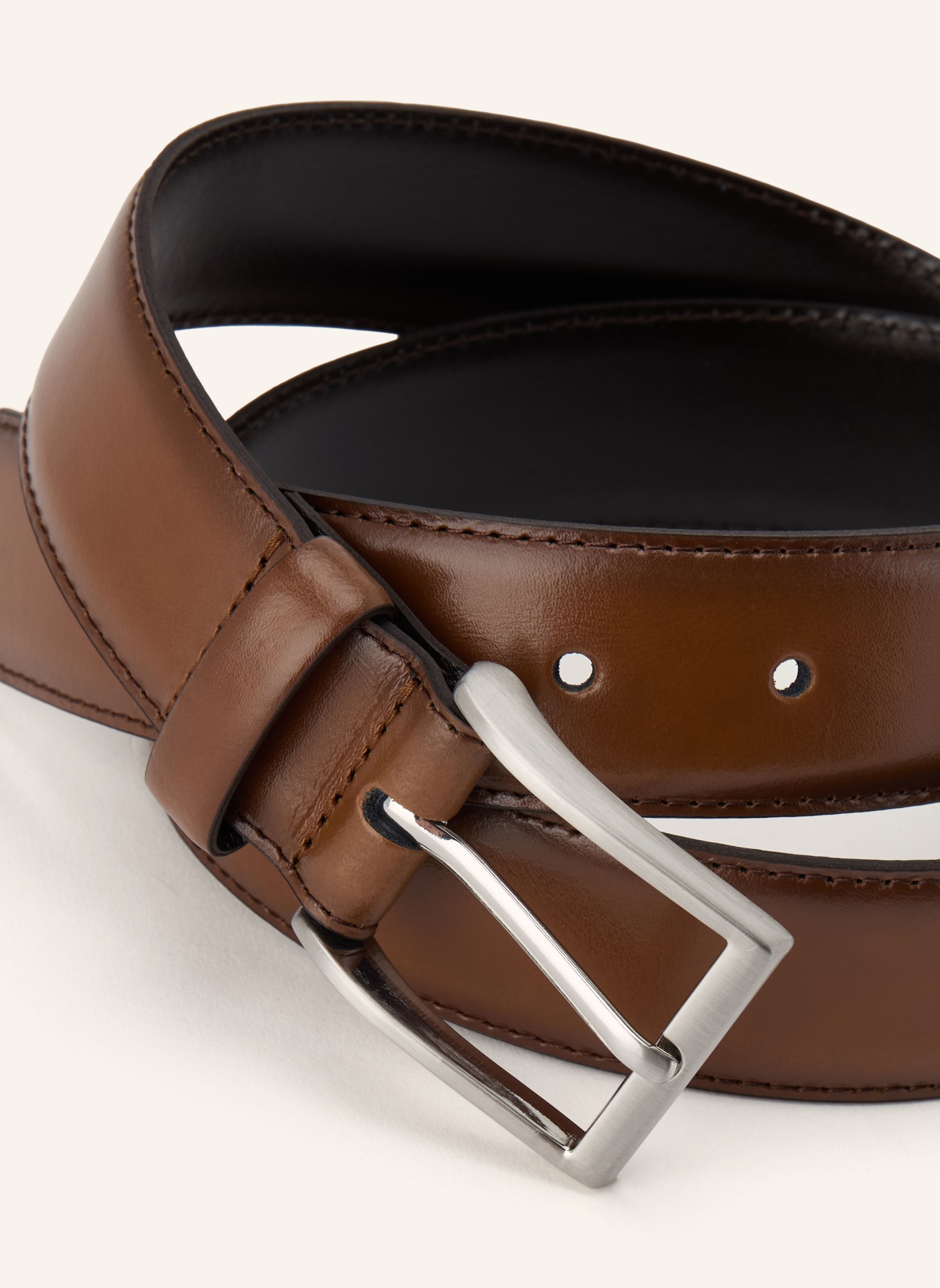 STROKESMAN'S Leather belts: LIGHT BROWN / SILVER