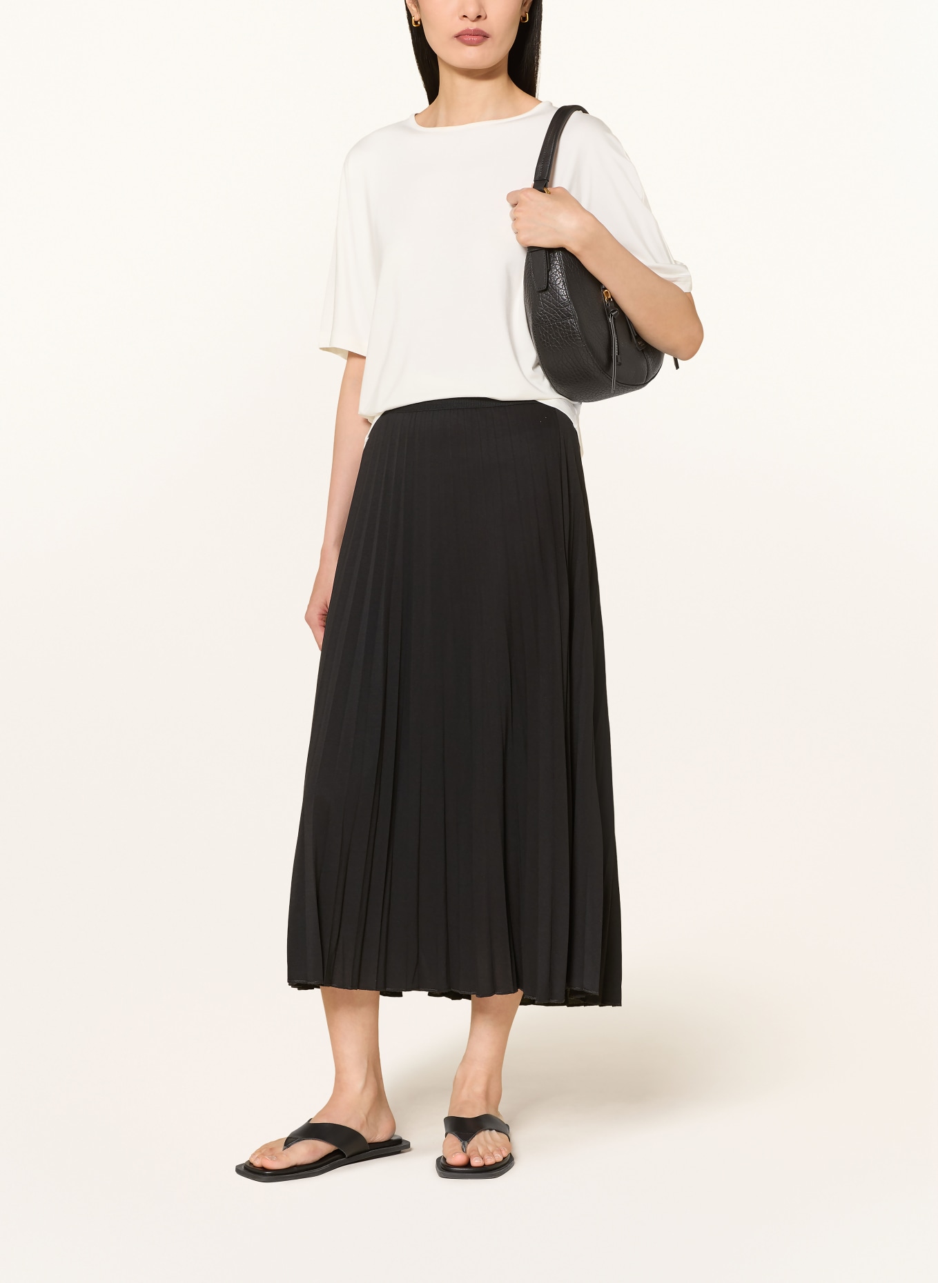 Marc O'Polo Pleated jersey skirt: BLACK