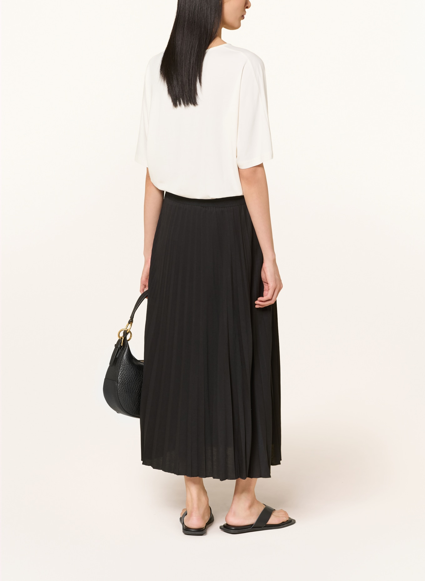 Marc O'Polo Pleated jersey skirt: BLACK
