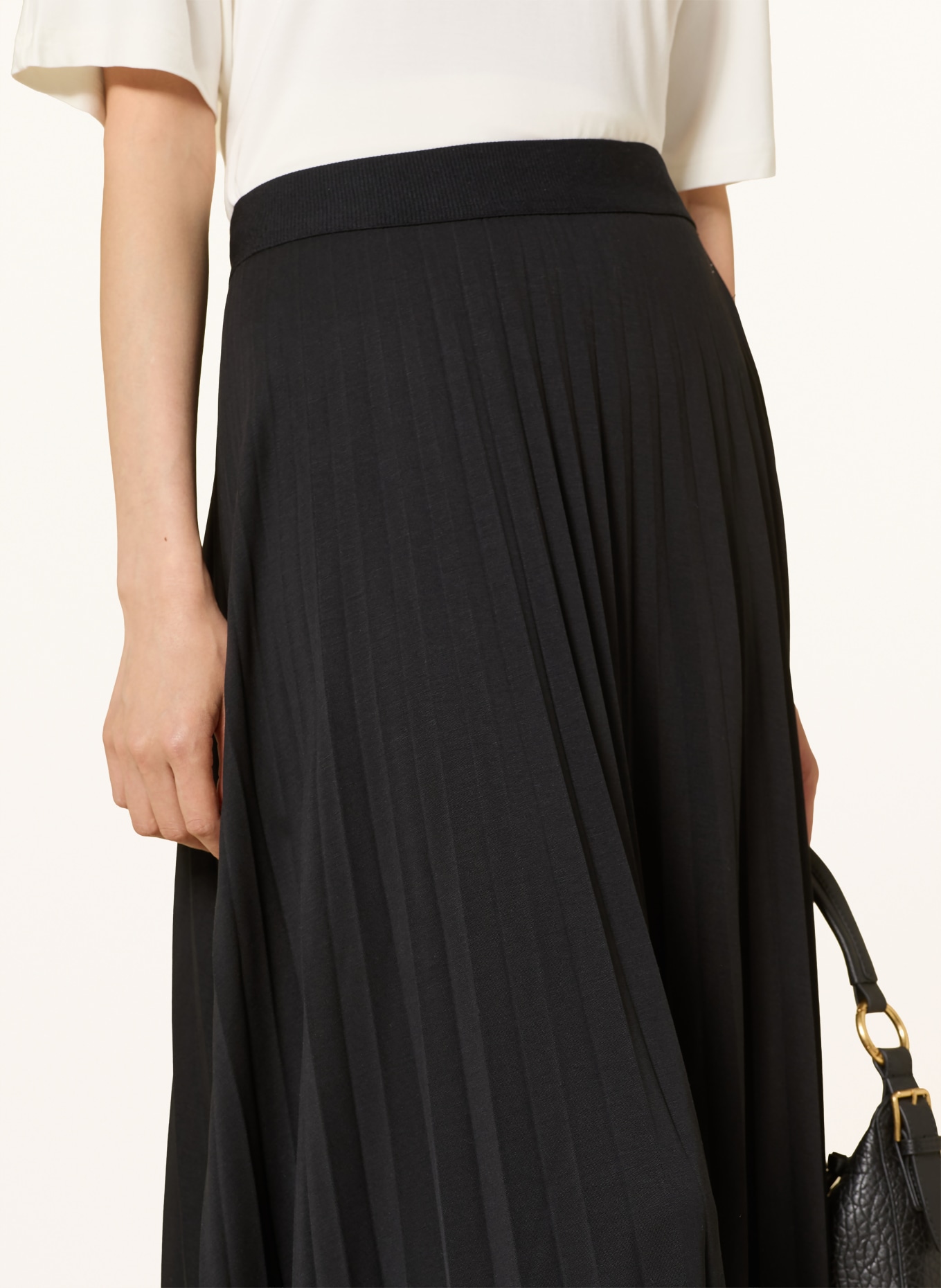 Marc O'Polo Pleated jersey skirt: BLACK