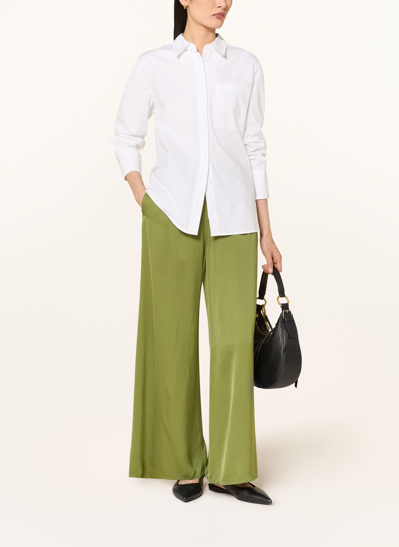 Marc O'Polo Marlenehose aus Satin: OLIV