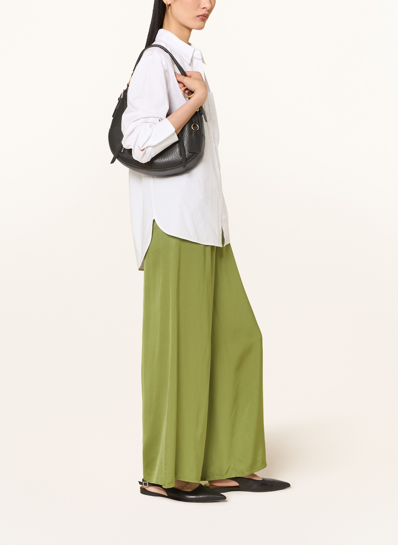 Marc O'Polo Marlenehose aus Satin: OLIV