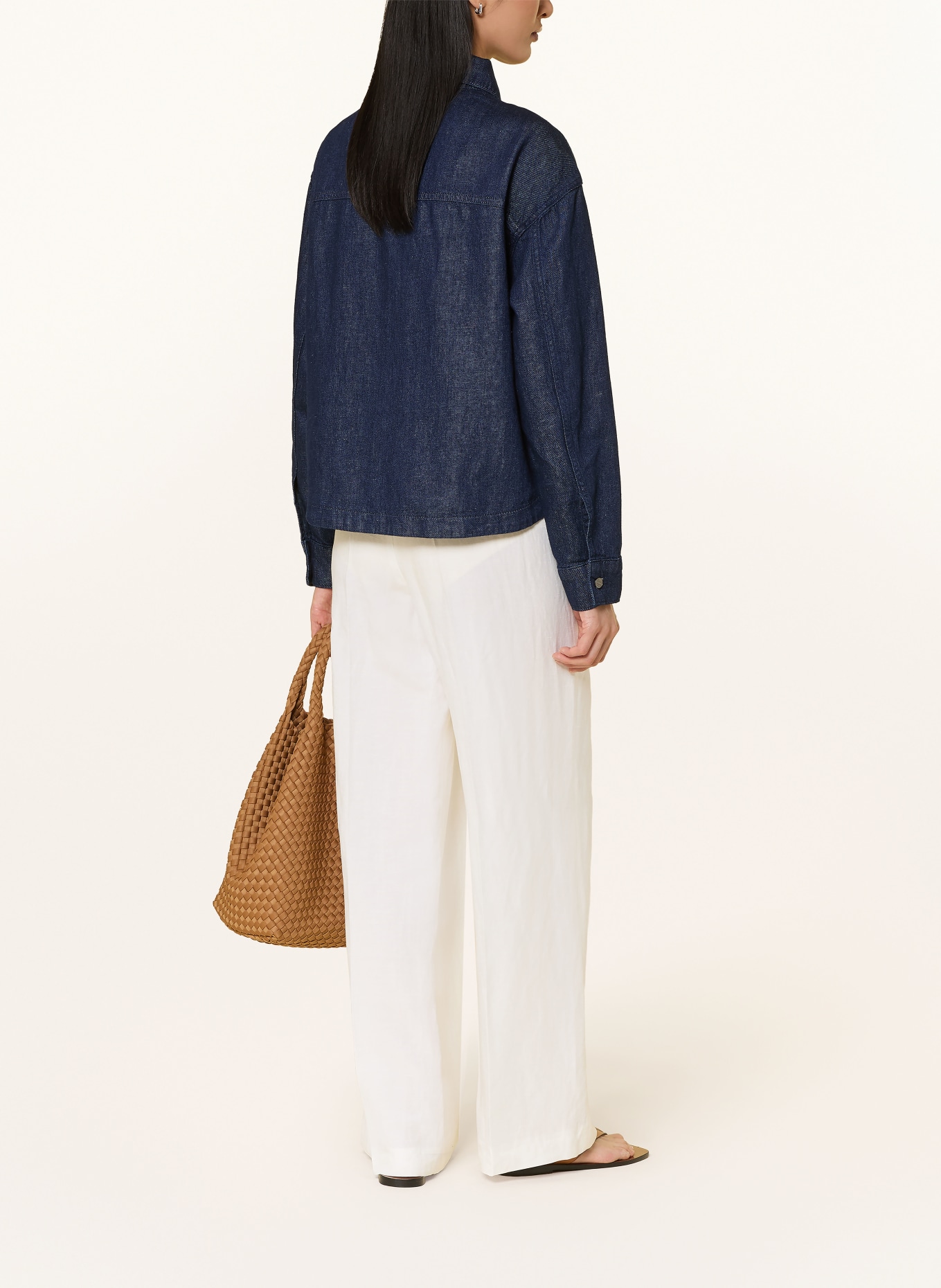 Marc O'Polo Jeansbluse mit Leinen: 4440 Dark Blue_Multi_01