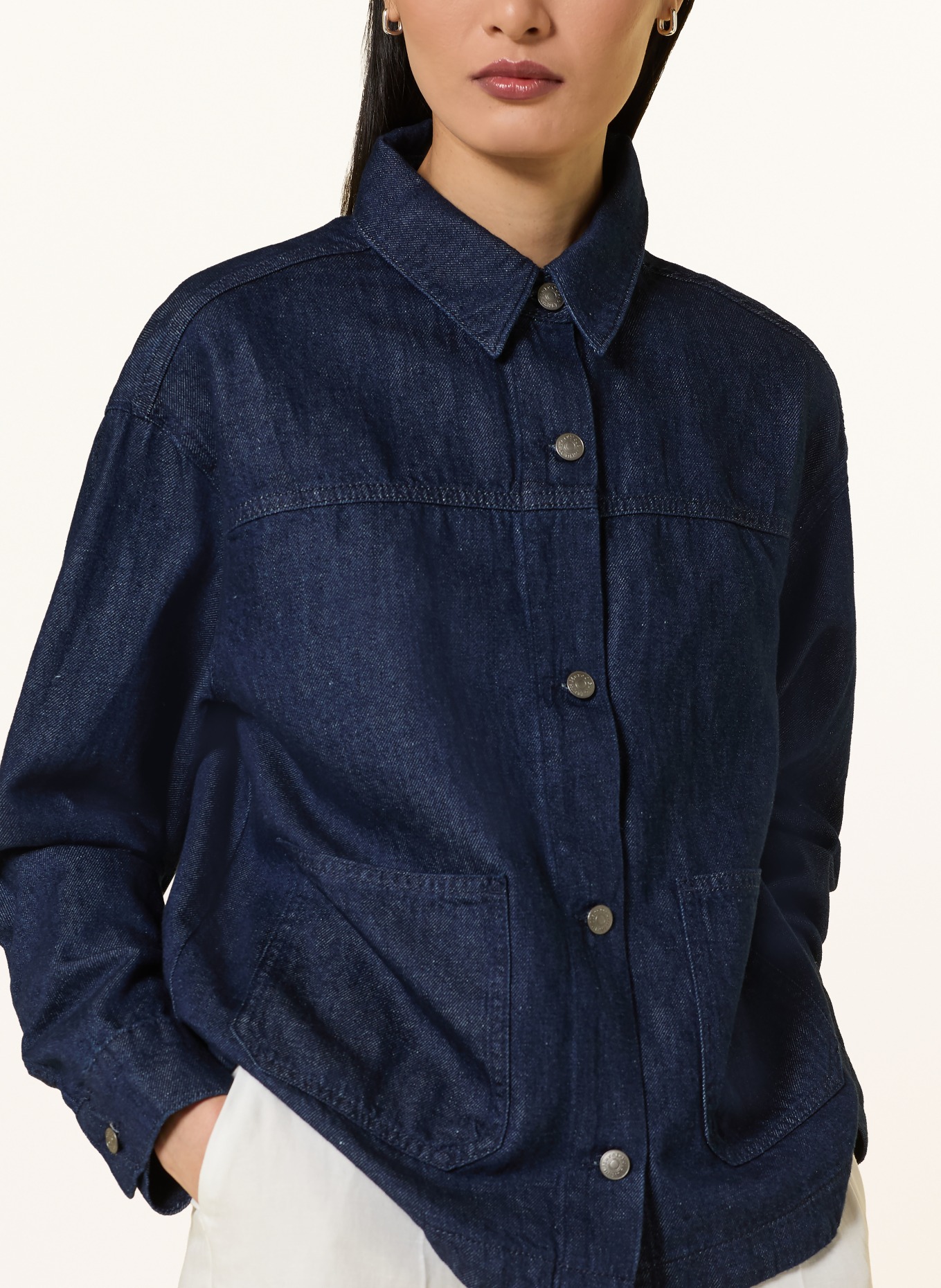 Marc O'Polo Jeansbluse mit Leinen: 4440 Dark Blue_Multi_01