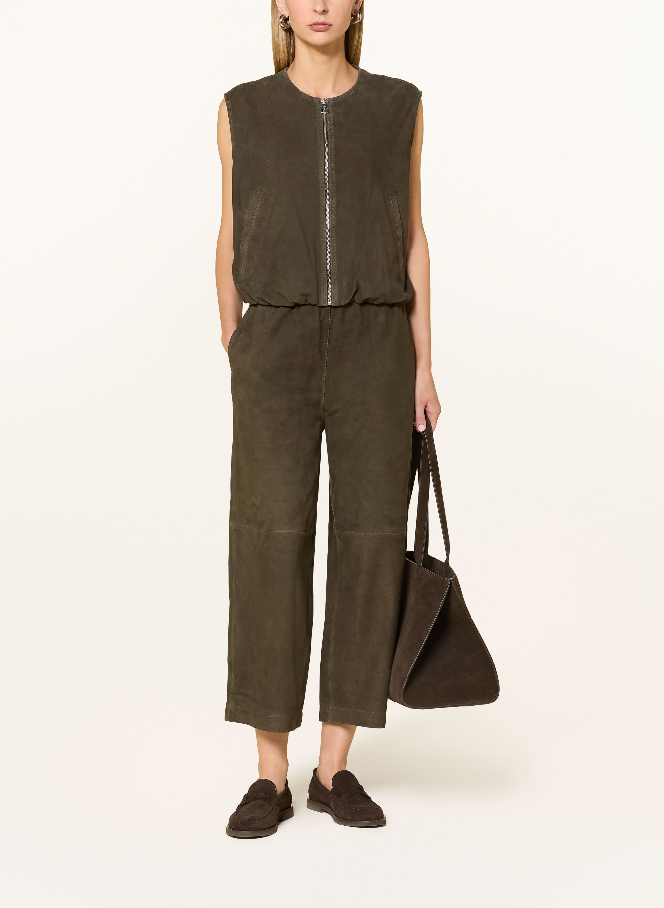 Marc O'Polo 7/8 kalhoty z kůže: KHAKI