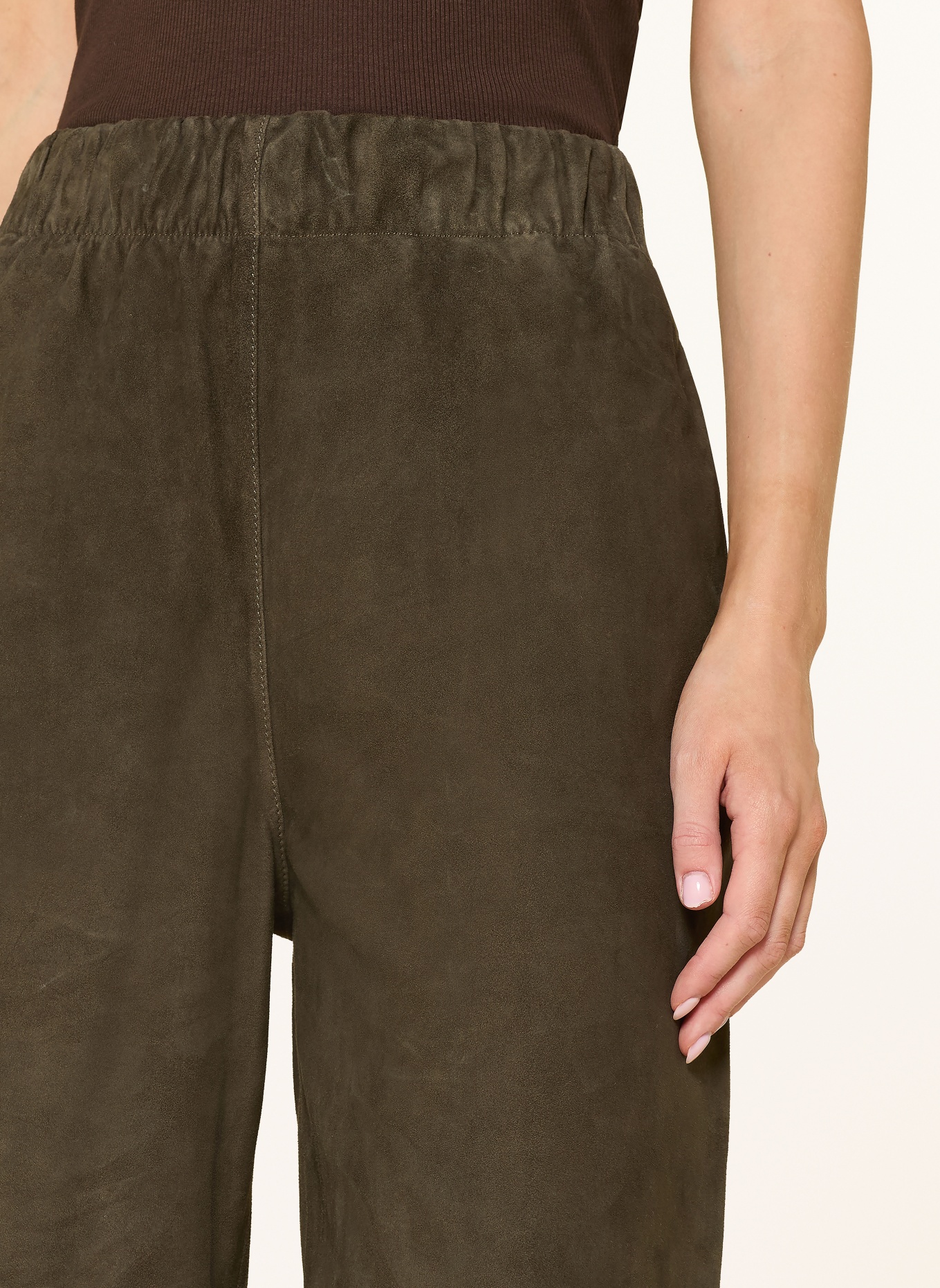 Marc O'Polo 7/8 kalhoty z kůže: KHAKI