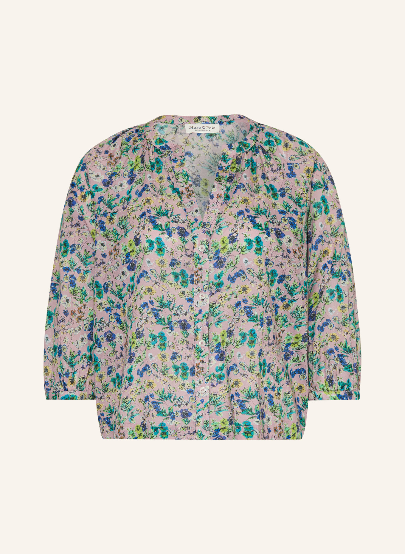 Marc O'Polo Bluse mit 3/4-Arm: ALTROSA / GRÜN / DUNKELBLAU