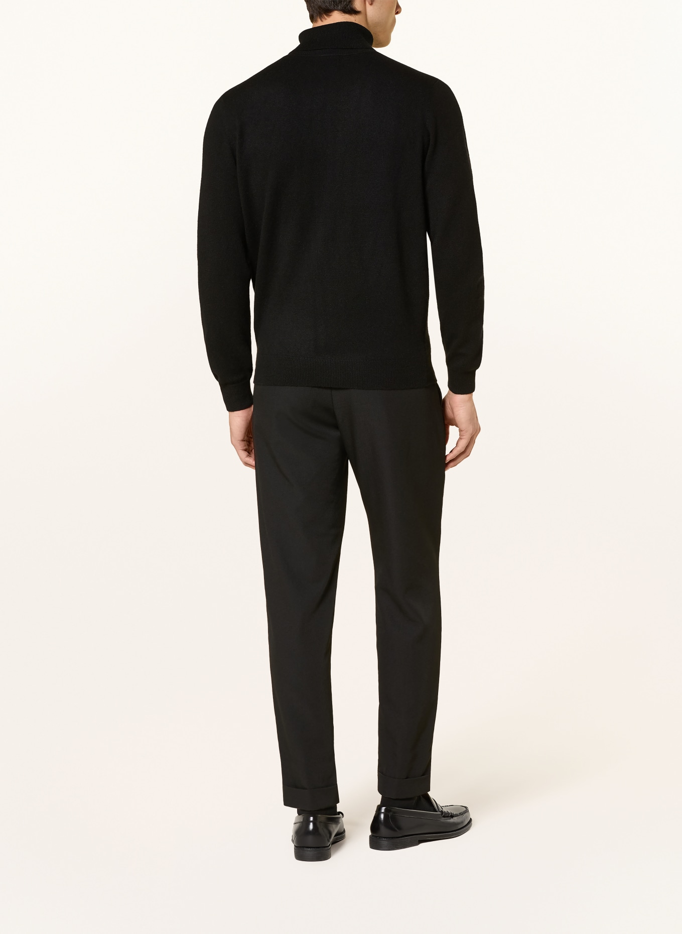 STROKESMAN'S Cashmere turtleneck sweater: BLACK