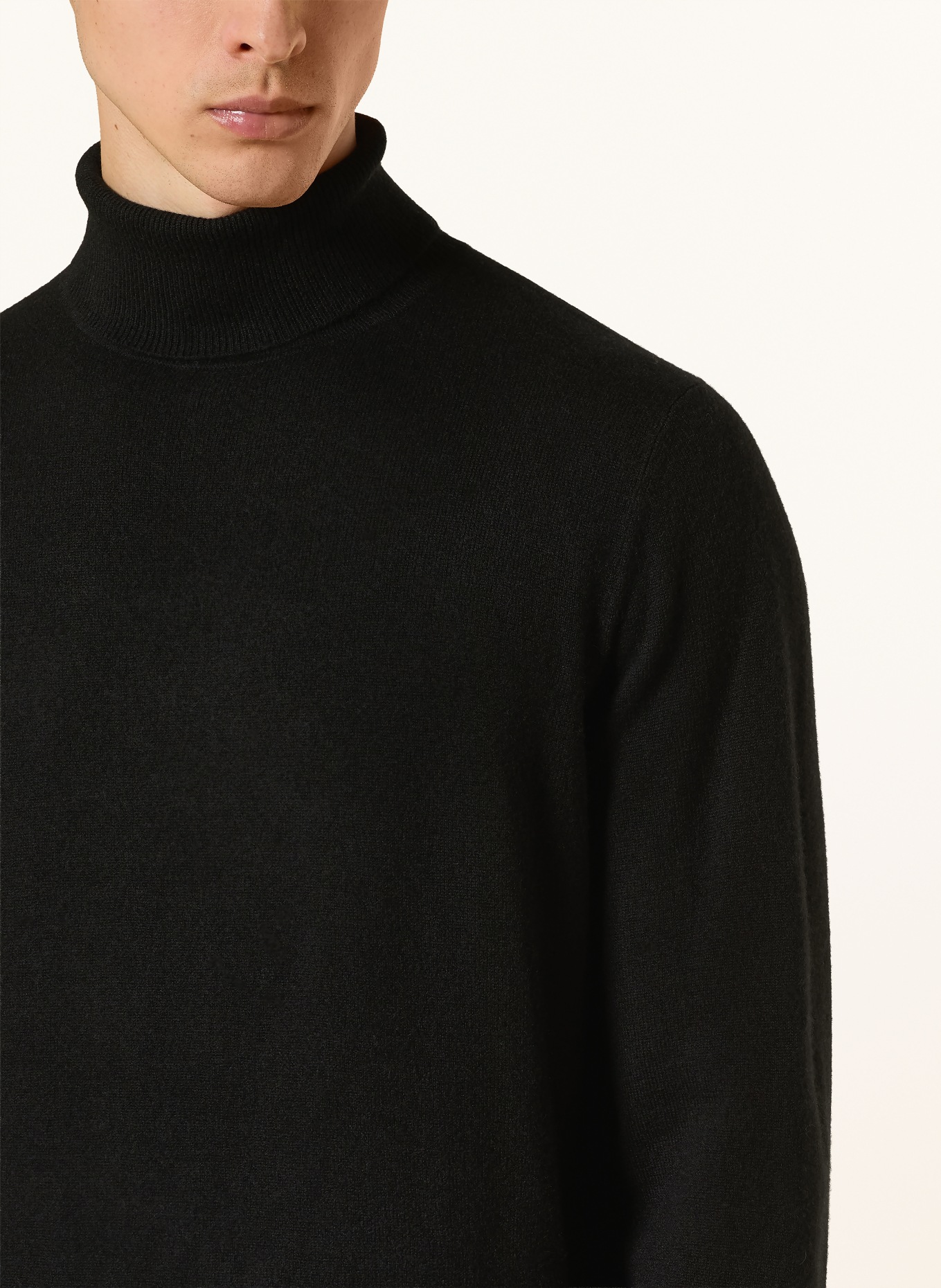 STROKESMAN'S Cashmere turtleneck sweater: BLACK